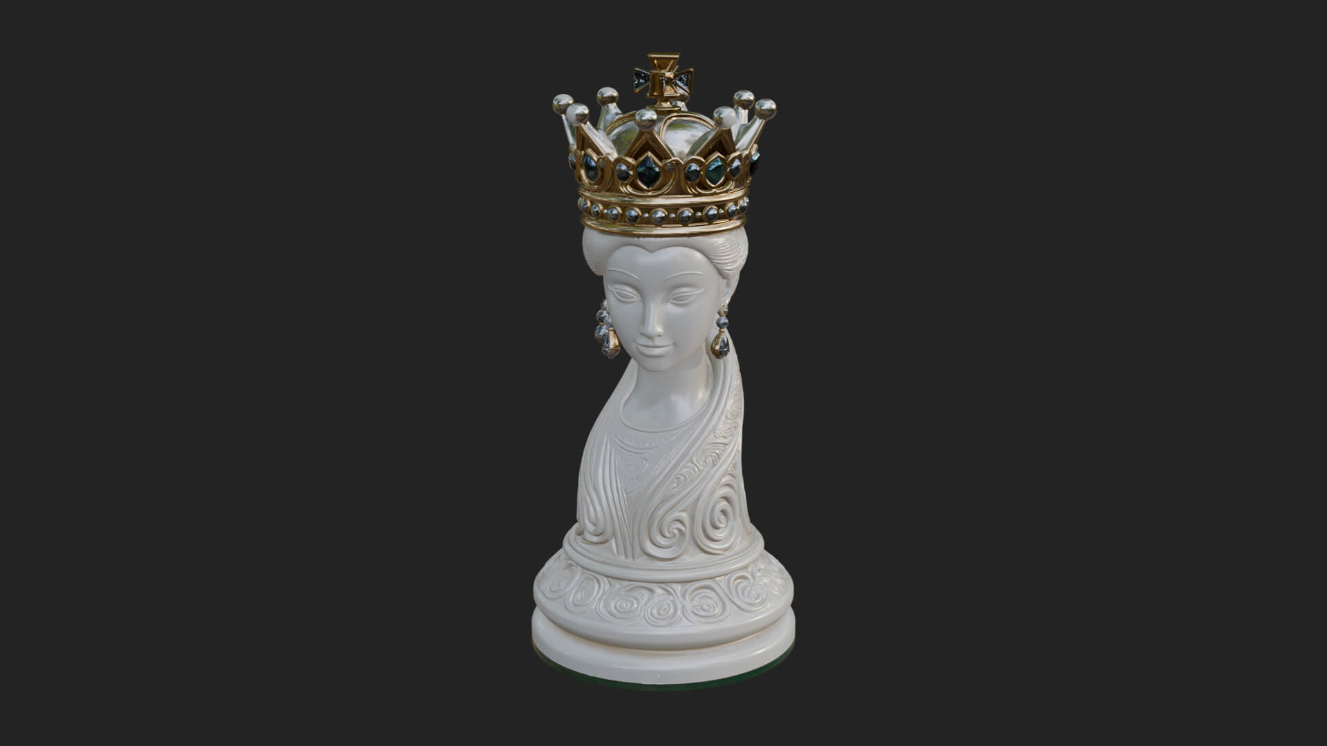 Ornate Chess Piece Statue Design 127 3D Print Model 3D Model