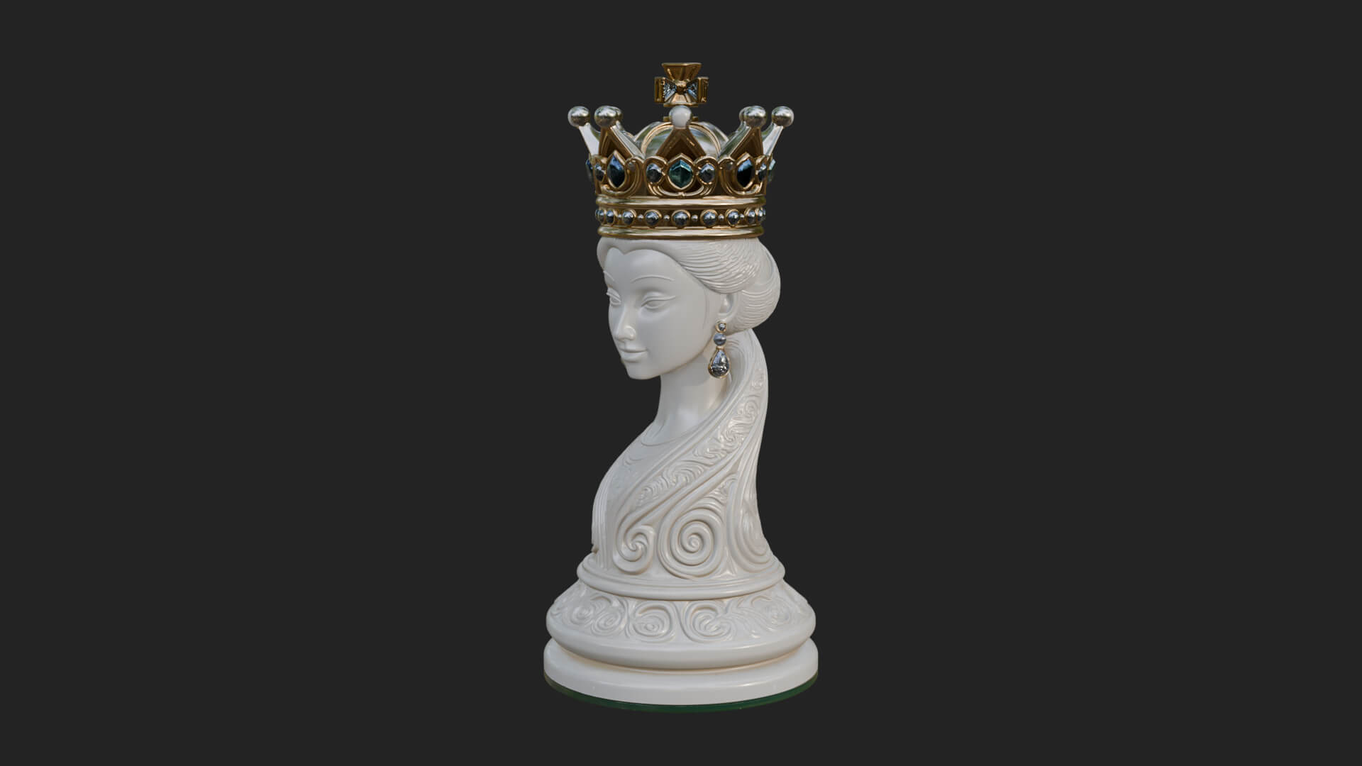 Ornate Chess Piece Statue Design 127 3D Print Model 3D Model
