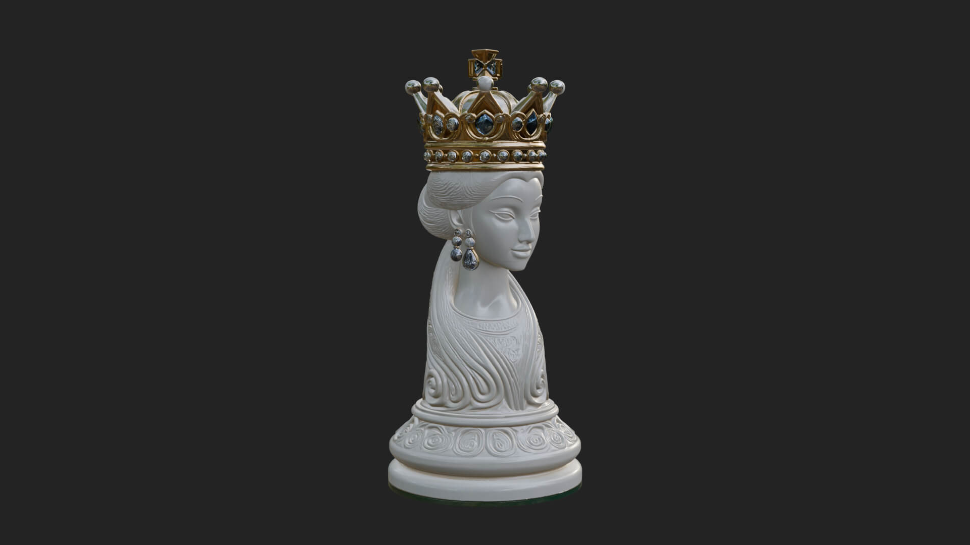 Ornate Chess Piece Statue Design 127 3D Print Model 3D Model