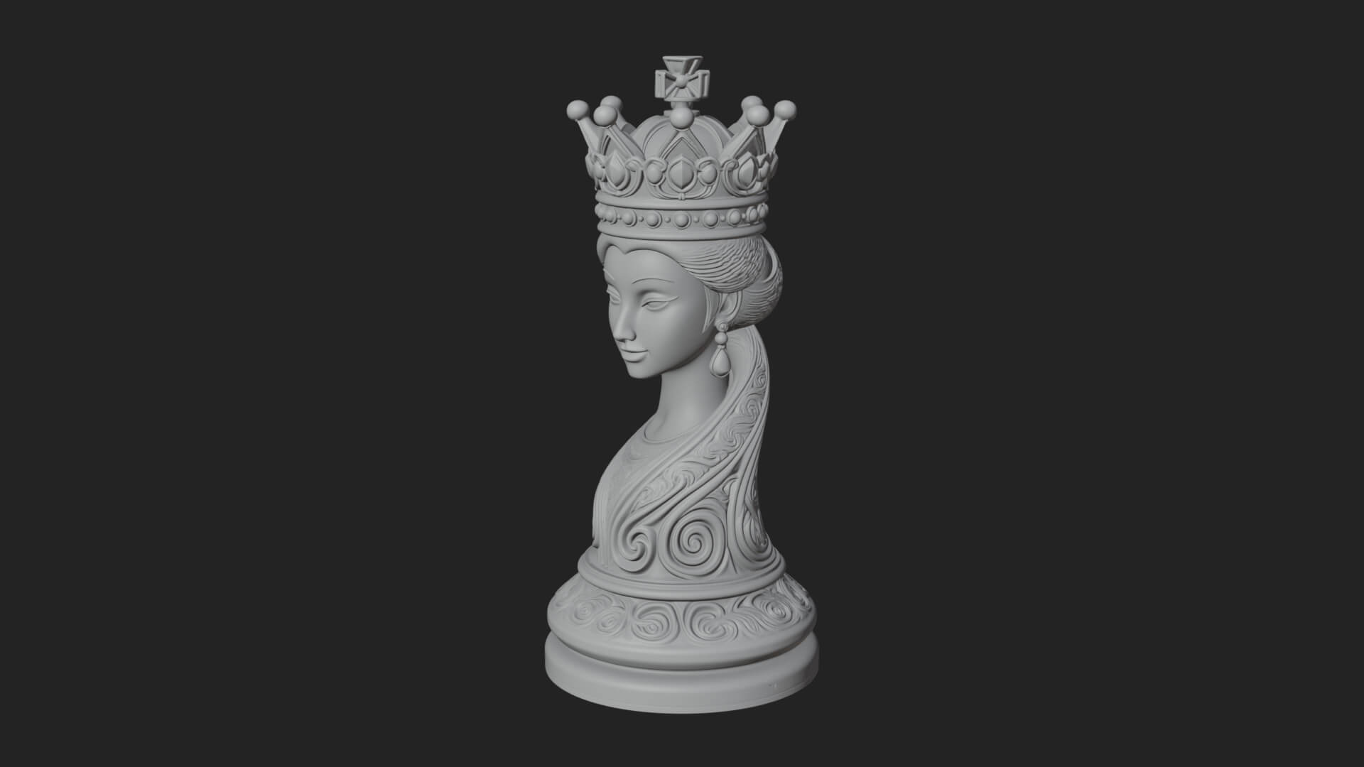 Ornate Chess Piece Statue Design 127 3D Print Model 3D Model