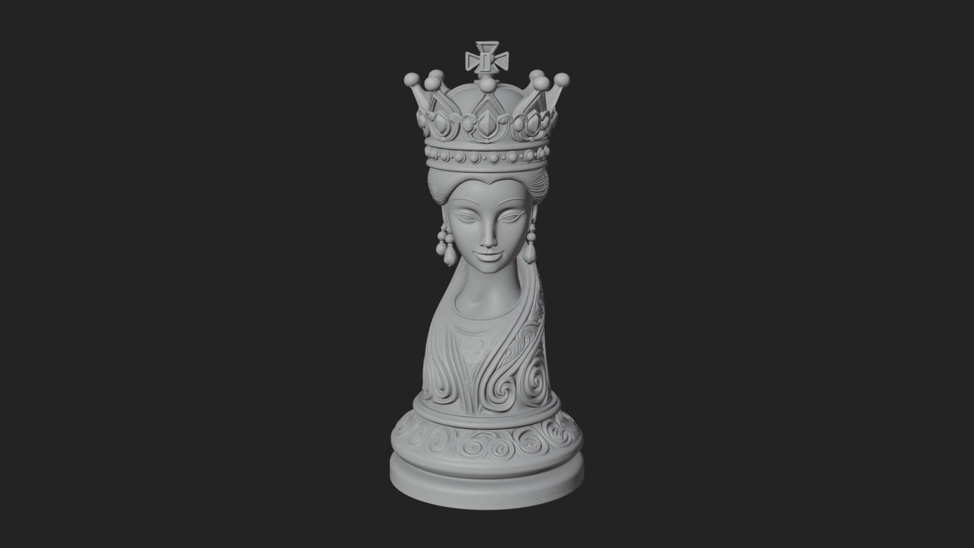 Ornate Chess Piece Statue Design 127 3D Print Model 3D Model
