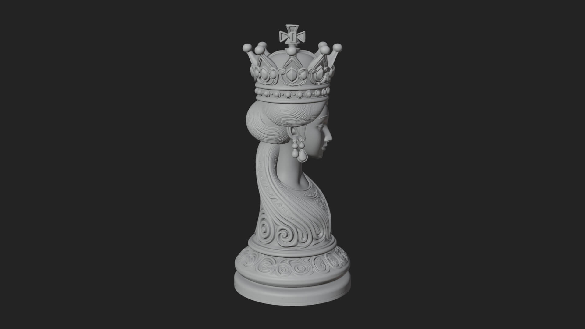 Ornate Chess Piece Statue Design 127 3D Print Model 3D Model