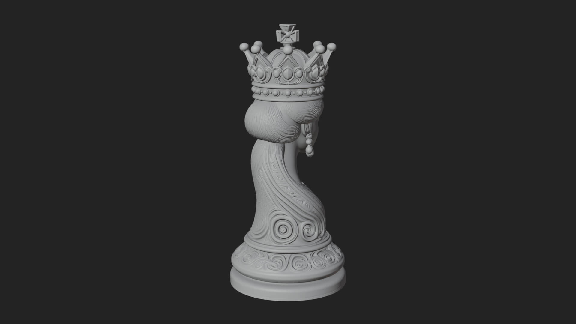 Ornate Chess Piece Statue Design 127 3D Print Model 3D Model