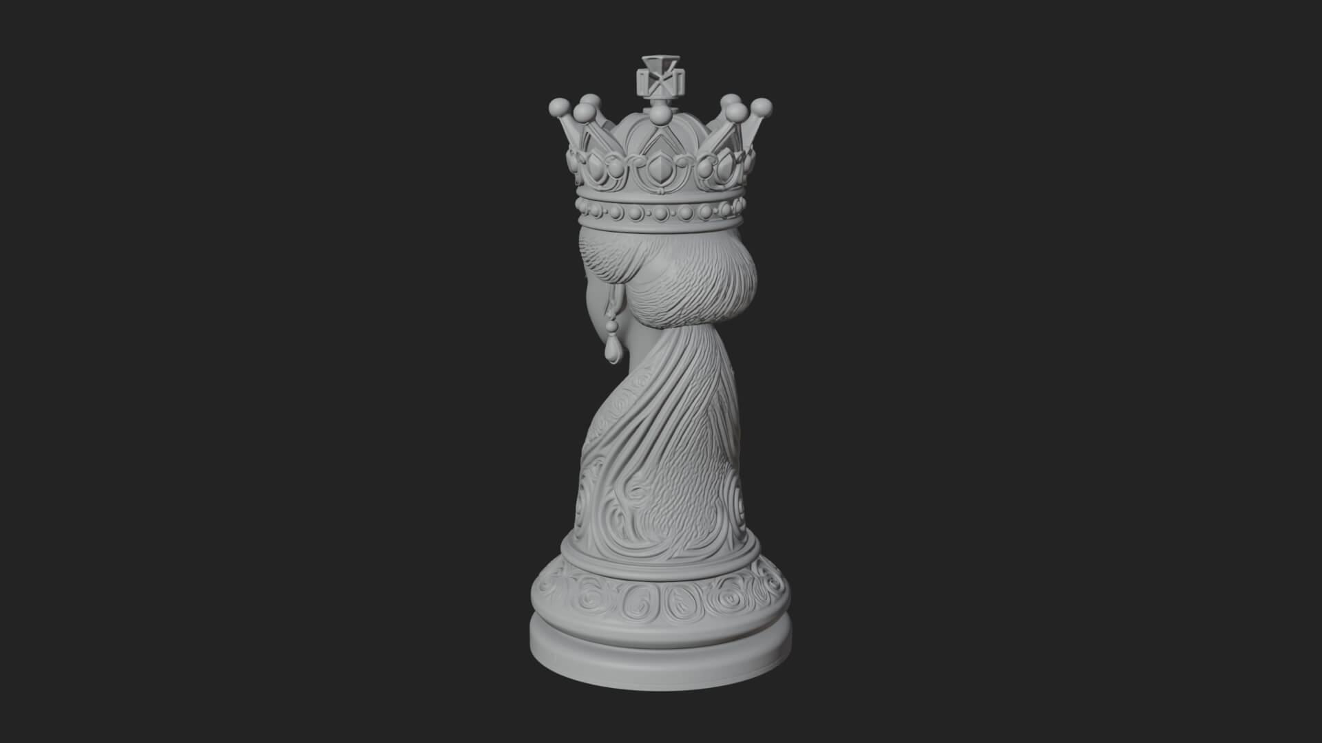 Ornate Chess Piece Statue Design 127 3D Print Model 3D Model