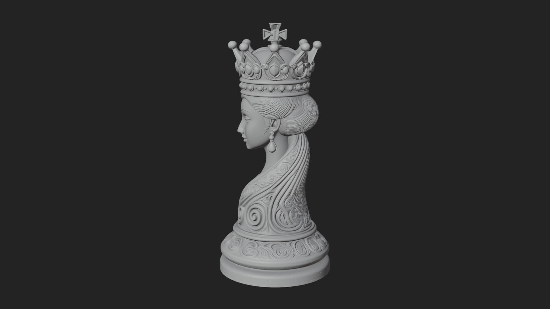 Ornate Chess Piece Statue Design 127 3D Print Model 3D Model
