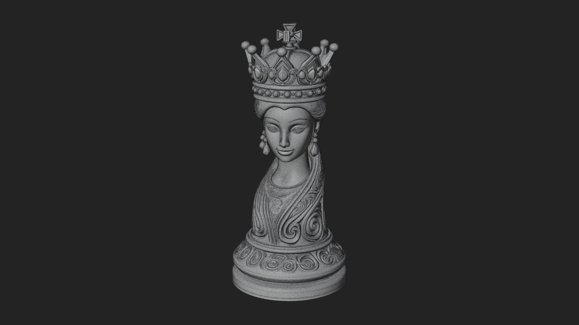 Ornate Chess Piece Statue Design 127 3D Print Model 3D Model