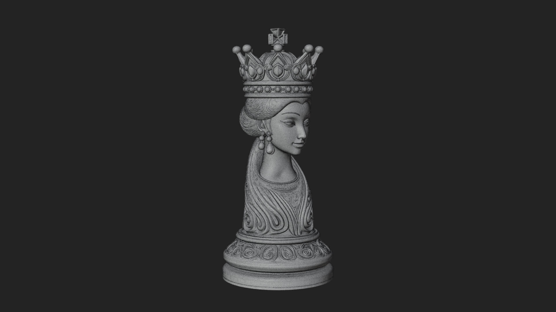 Ornate Chess Piece Statue Design 127 3D Print Model 3D Model