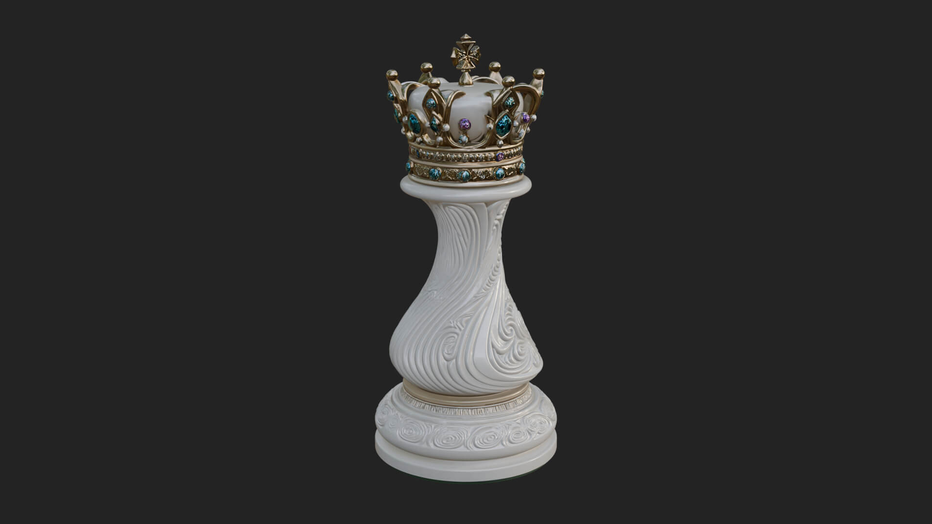Ornate Chess Piece Statue Design 128 3D Print Model 3D Model