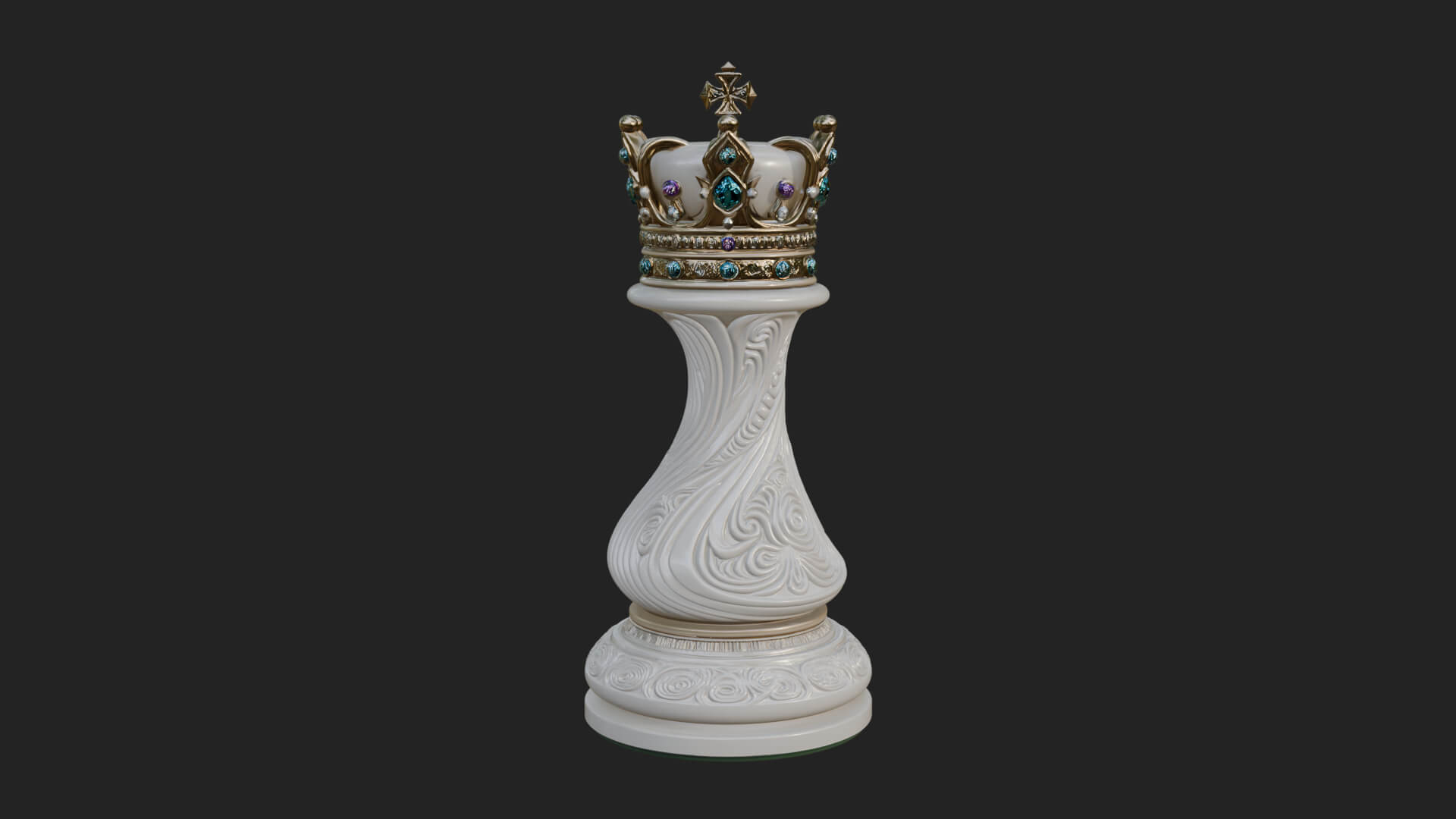 Ornate Chess Piece Statue Design 128 3D Print Model 3D Model