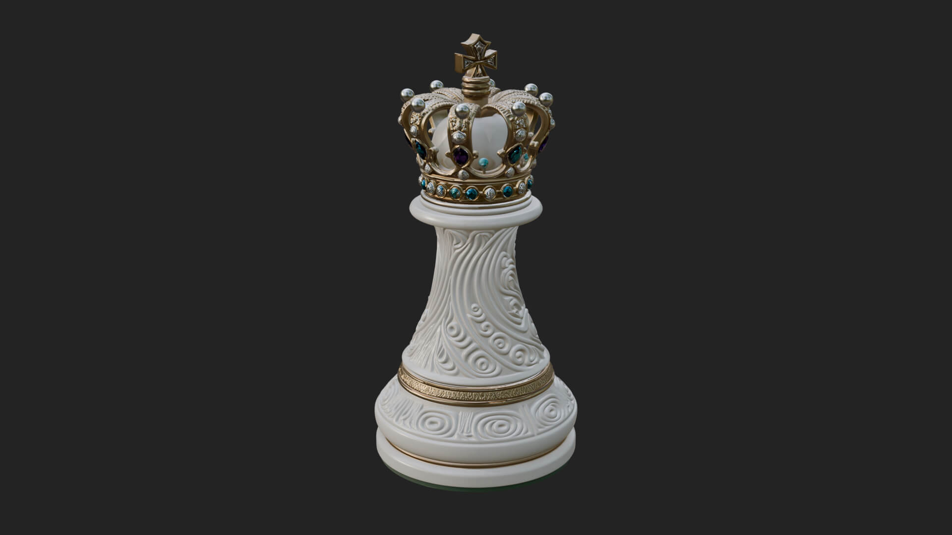 Ornate Chess Piece Statue Design 129 3D Print Model 3D Model
