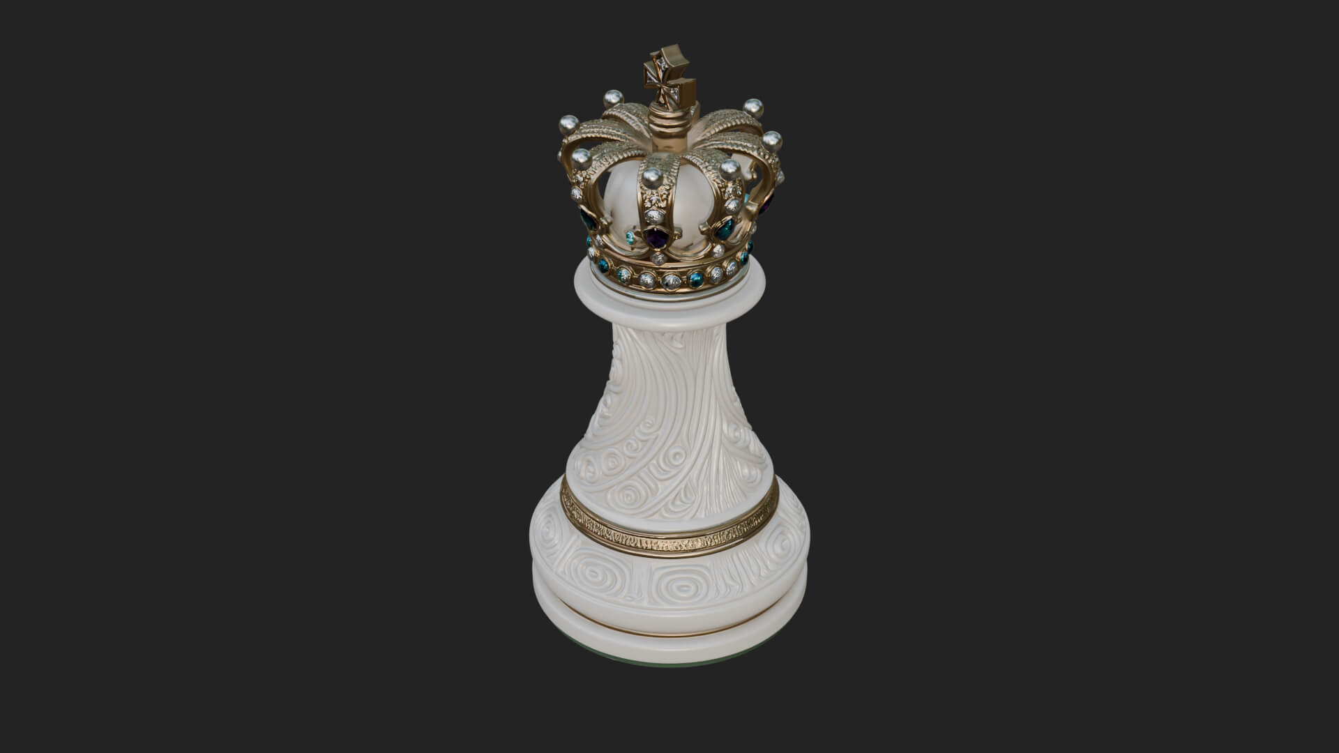 Ornate Chess Piece Statue Design 129 3D Print Model 3D Model