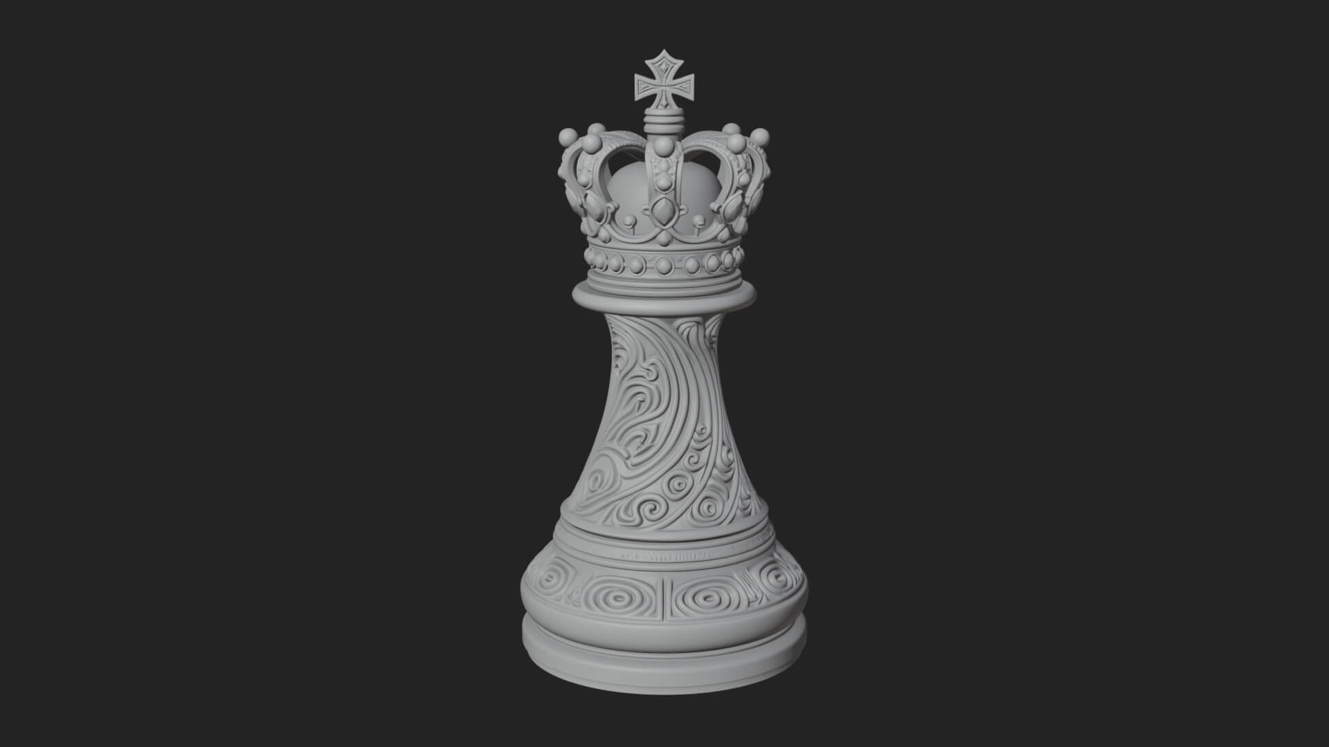 Ornate Chess Piece Statue Design 129 3D Print Model 3D Model