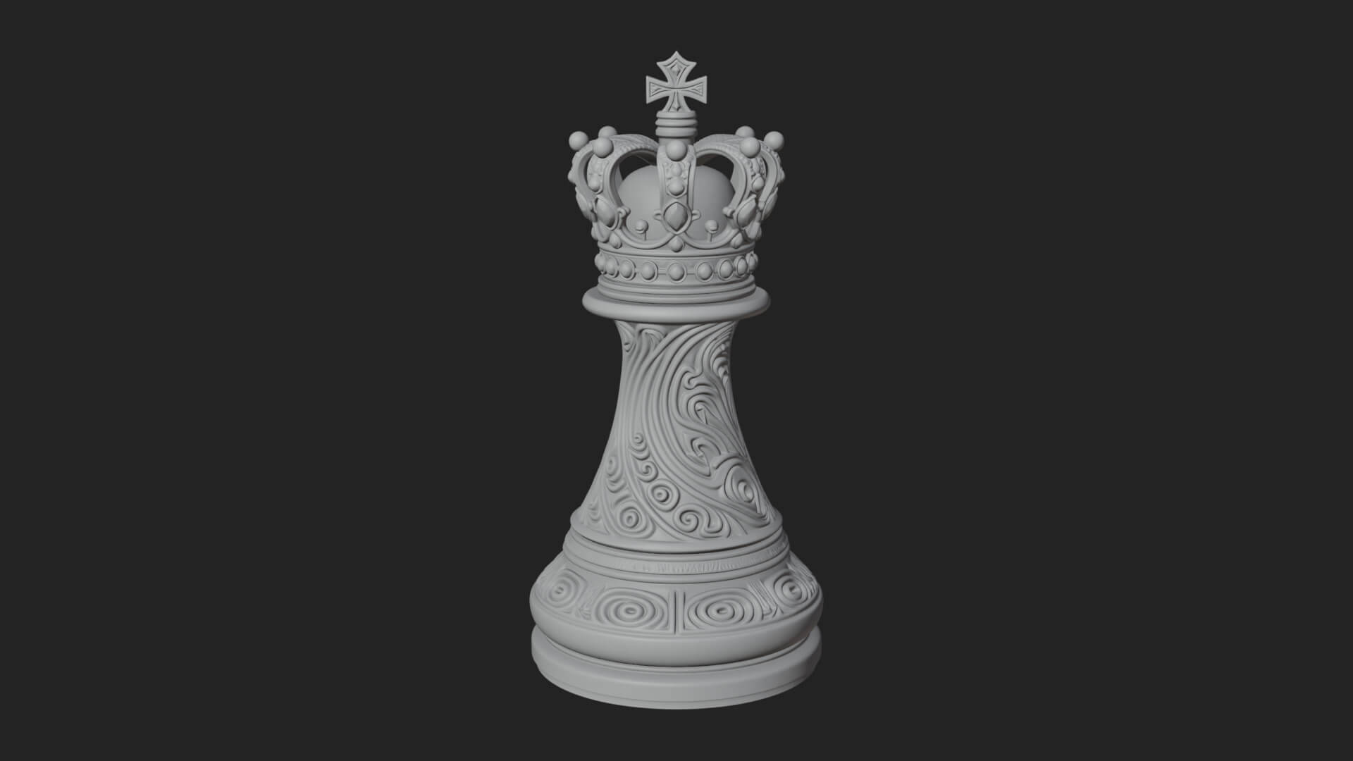 Ornate Chess Piece Statue Design 129 3D Print Model 3D Model