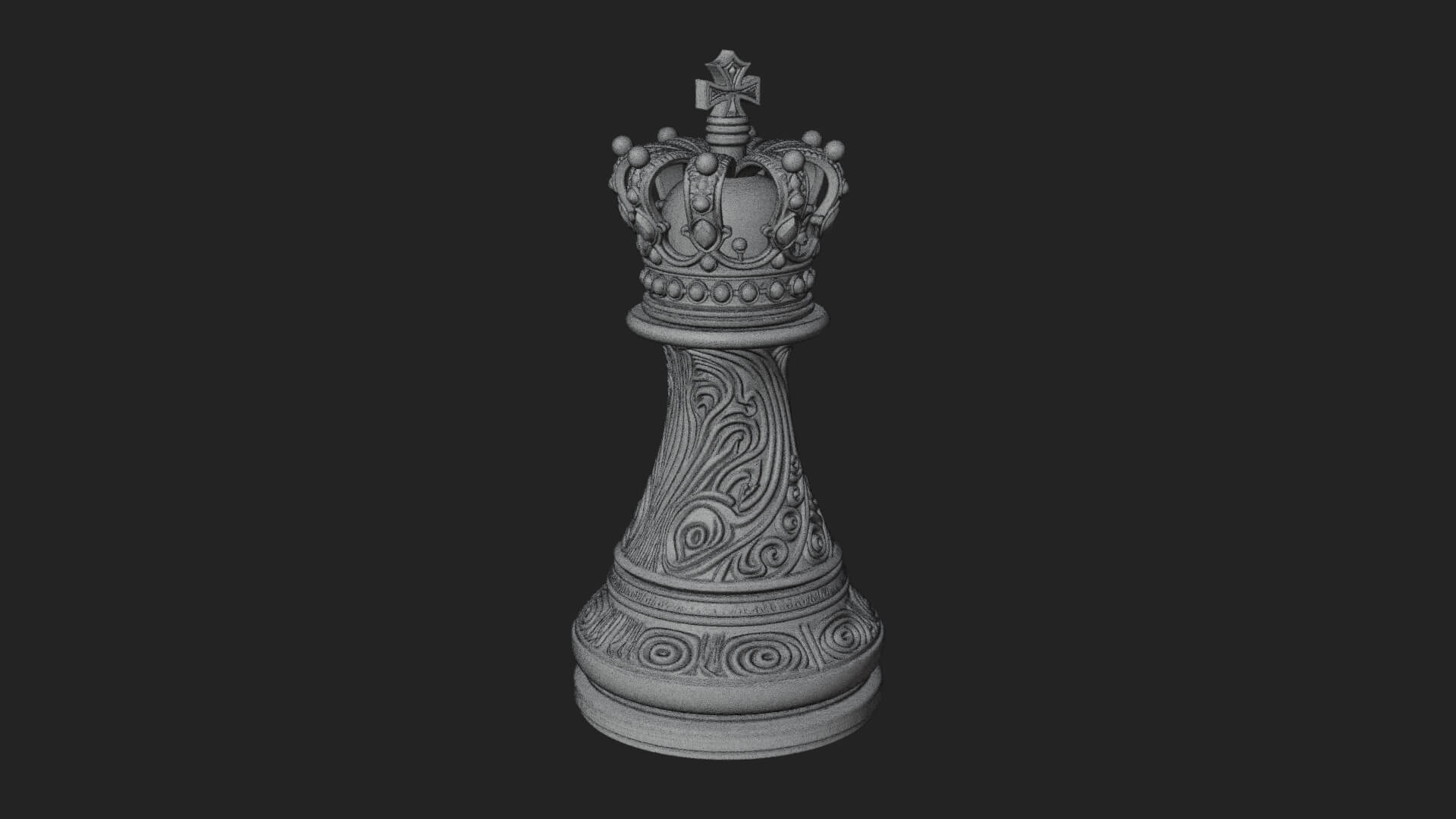 Ornate Chess Piece Statue Design 129 3D Print Model 3D Model