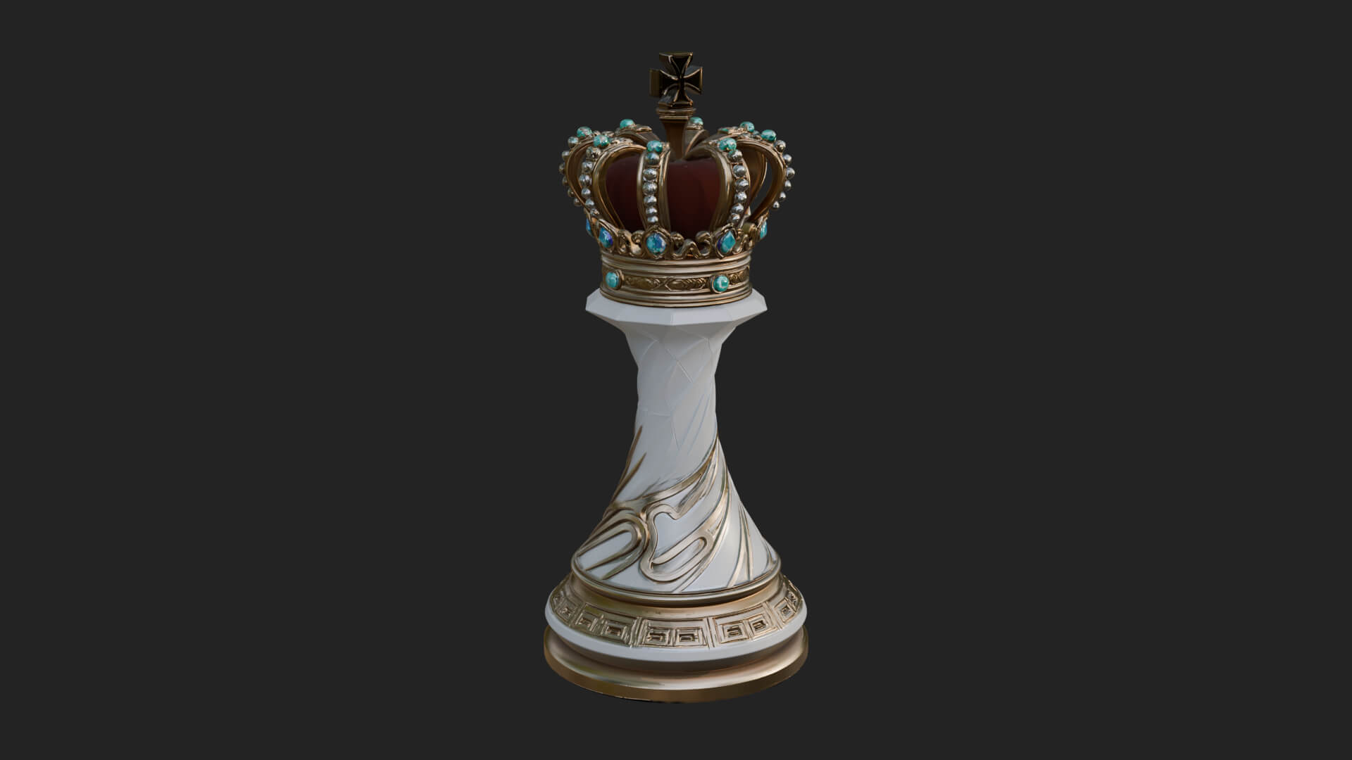 Ornate Chess Piece Statue Design 130 3D Print Model 3D Model