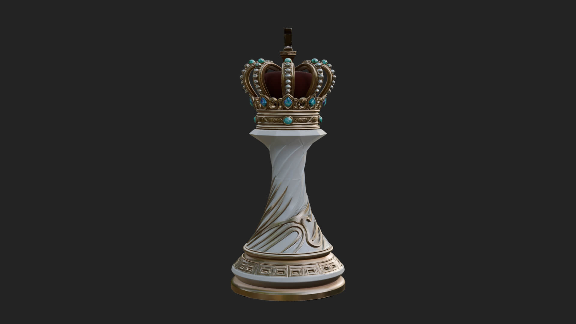 Ornate Chess Piece Statue Design 130 3D Print Model 3D Model