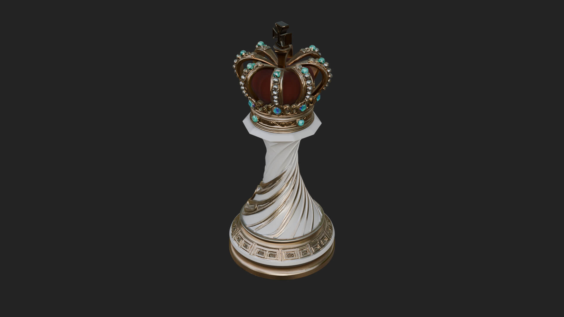 Ornate Chess Piece Statue Design 130 3D Print Model 3D Model