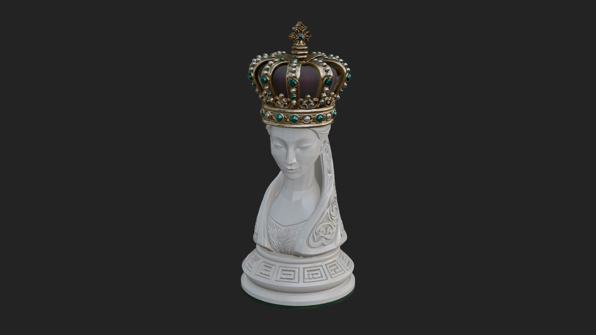 Ornate Chess Piece Statue Design 132 3D Print Model 3D Model