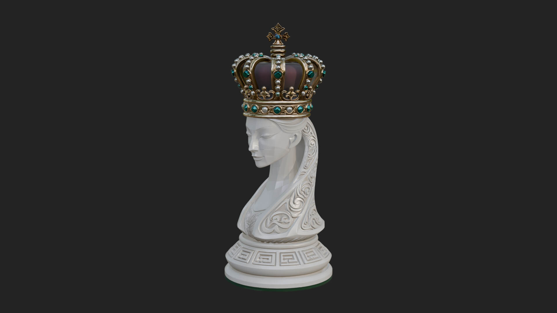 Ornate Chess Piece Statue Design 132 3D Print Model 3D Model