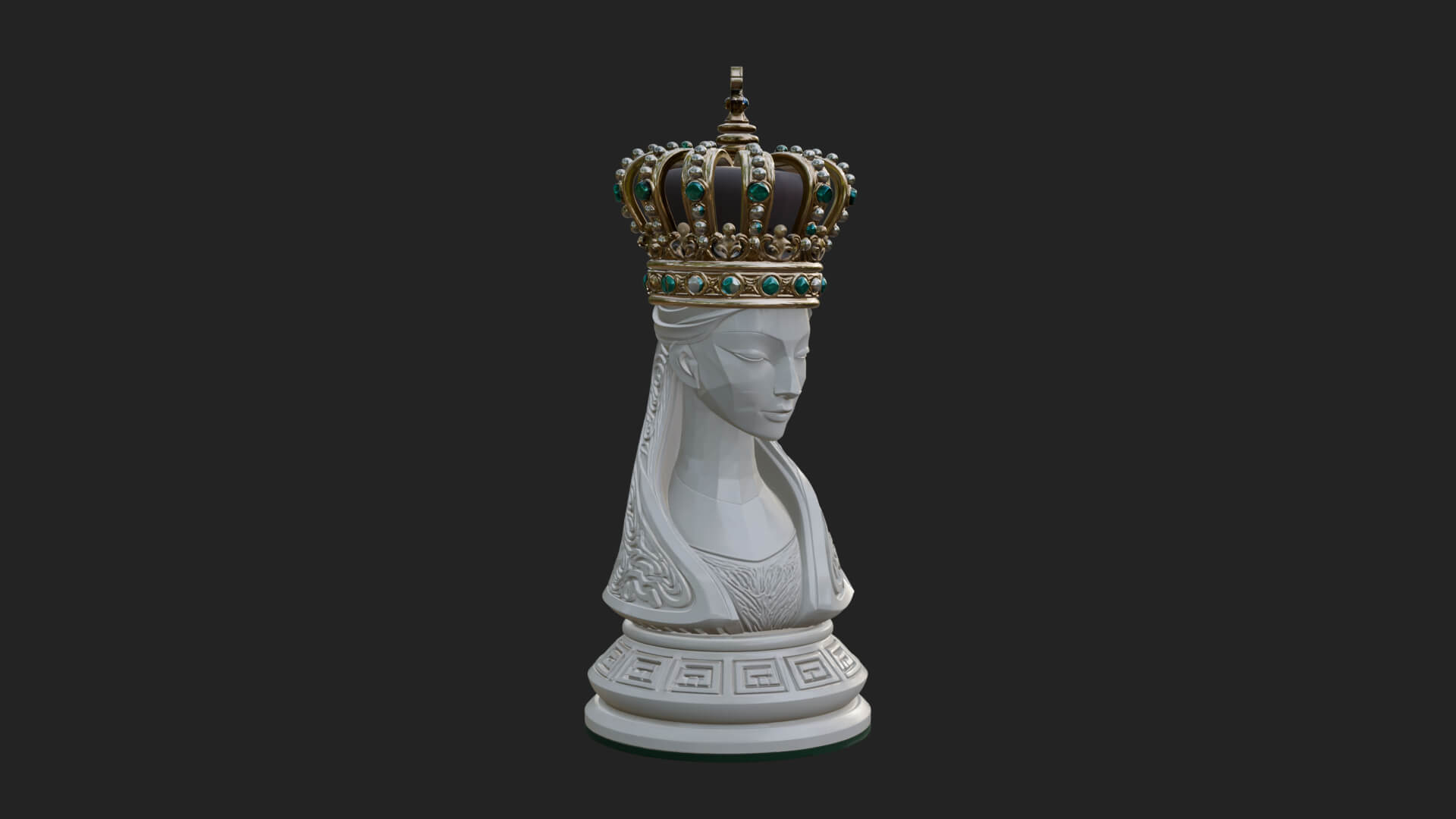 Ornate Chess Piece Statue Design 132 3D Print Model 3D Model