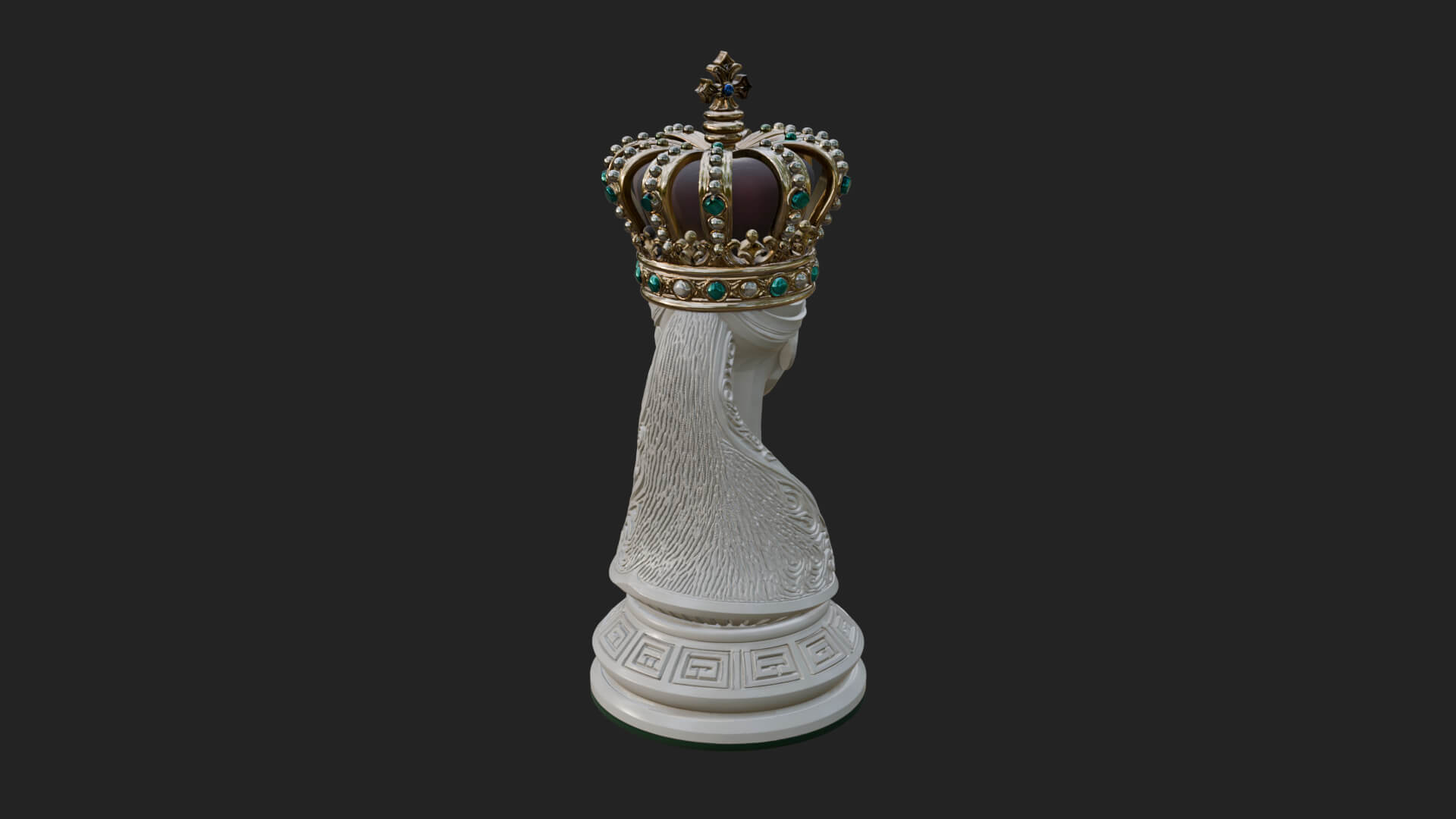Ornate Chess Piece Statue Design 132 3D Print Model 3D Model