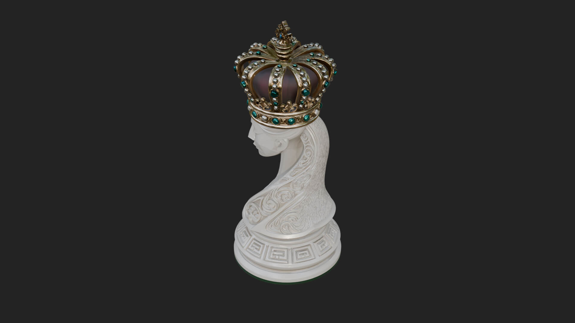 Ornate Chess Piece Statue Design 132 3D Print Model 3D Model