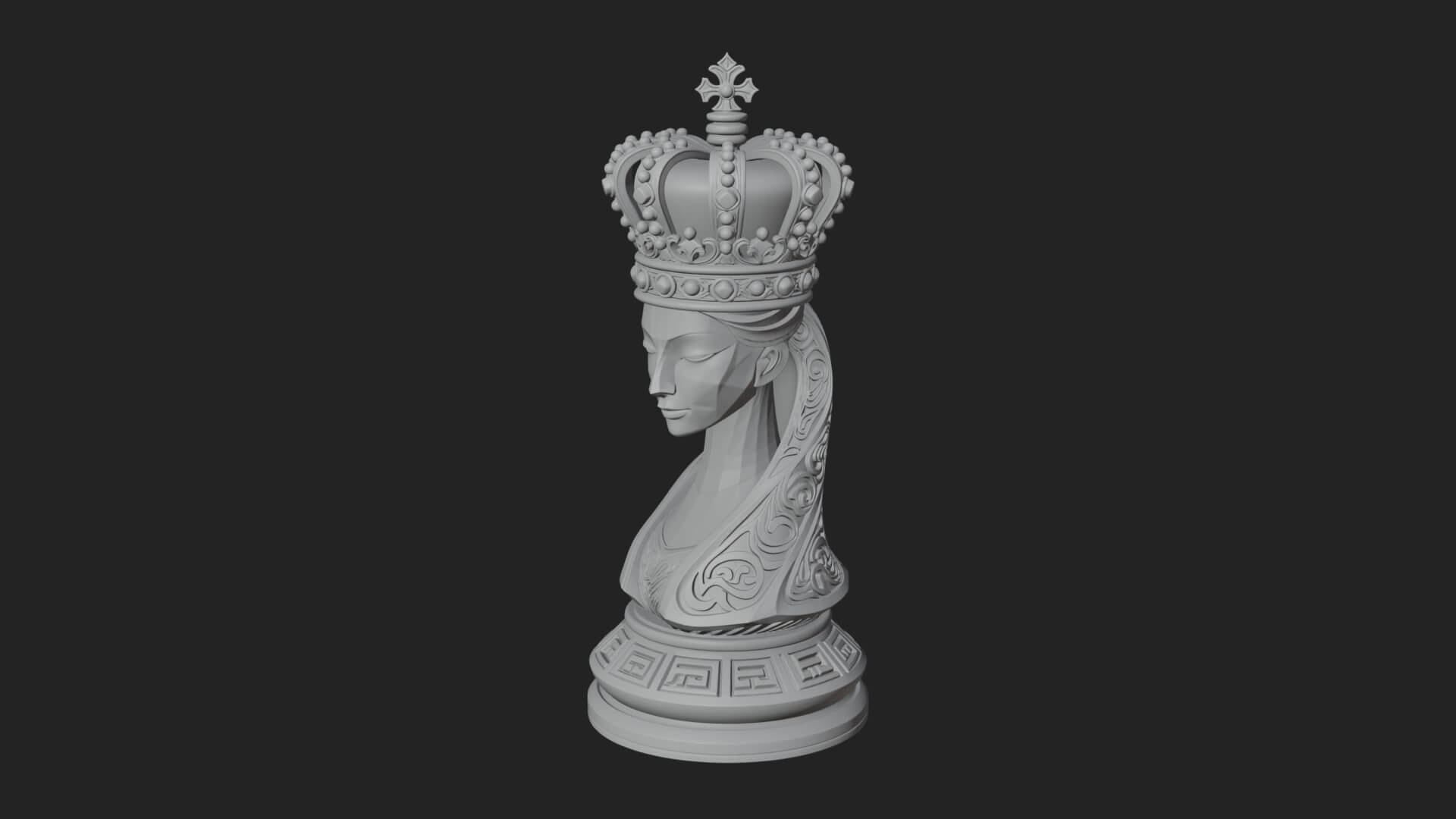 Ornate Chess Piece Statue Design 132 3D Print Model 3D Model