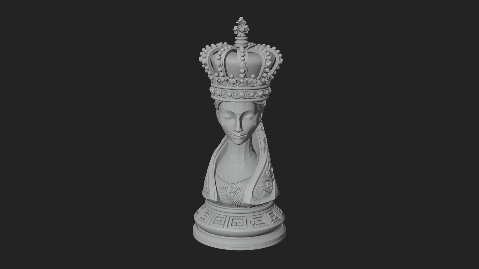 Ornate Chess Piece Statue Design 132 3D Print Model 3D Model