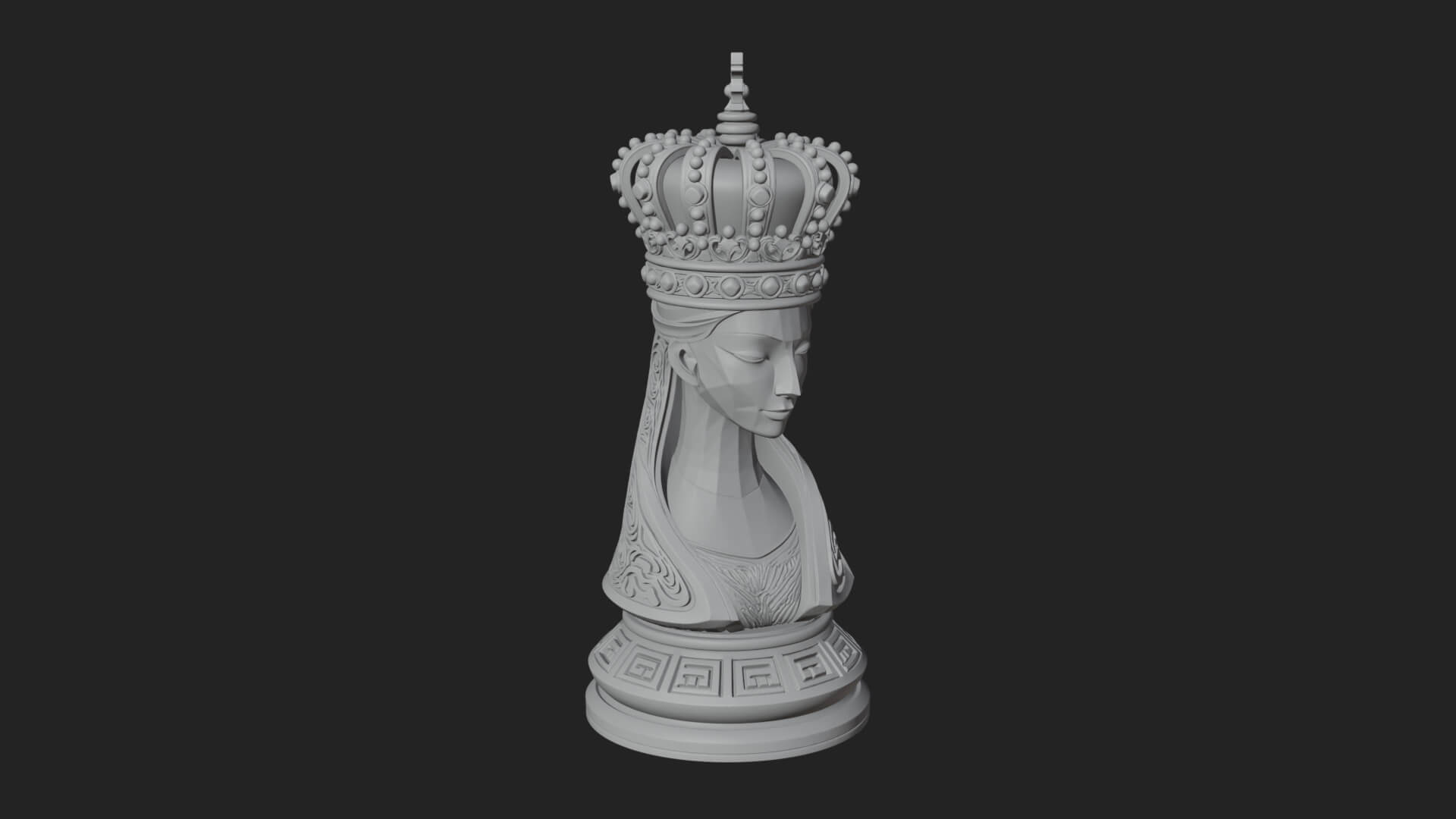 Ornate Chess Piece Statue Design 132 3D Print Model 3D Model