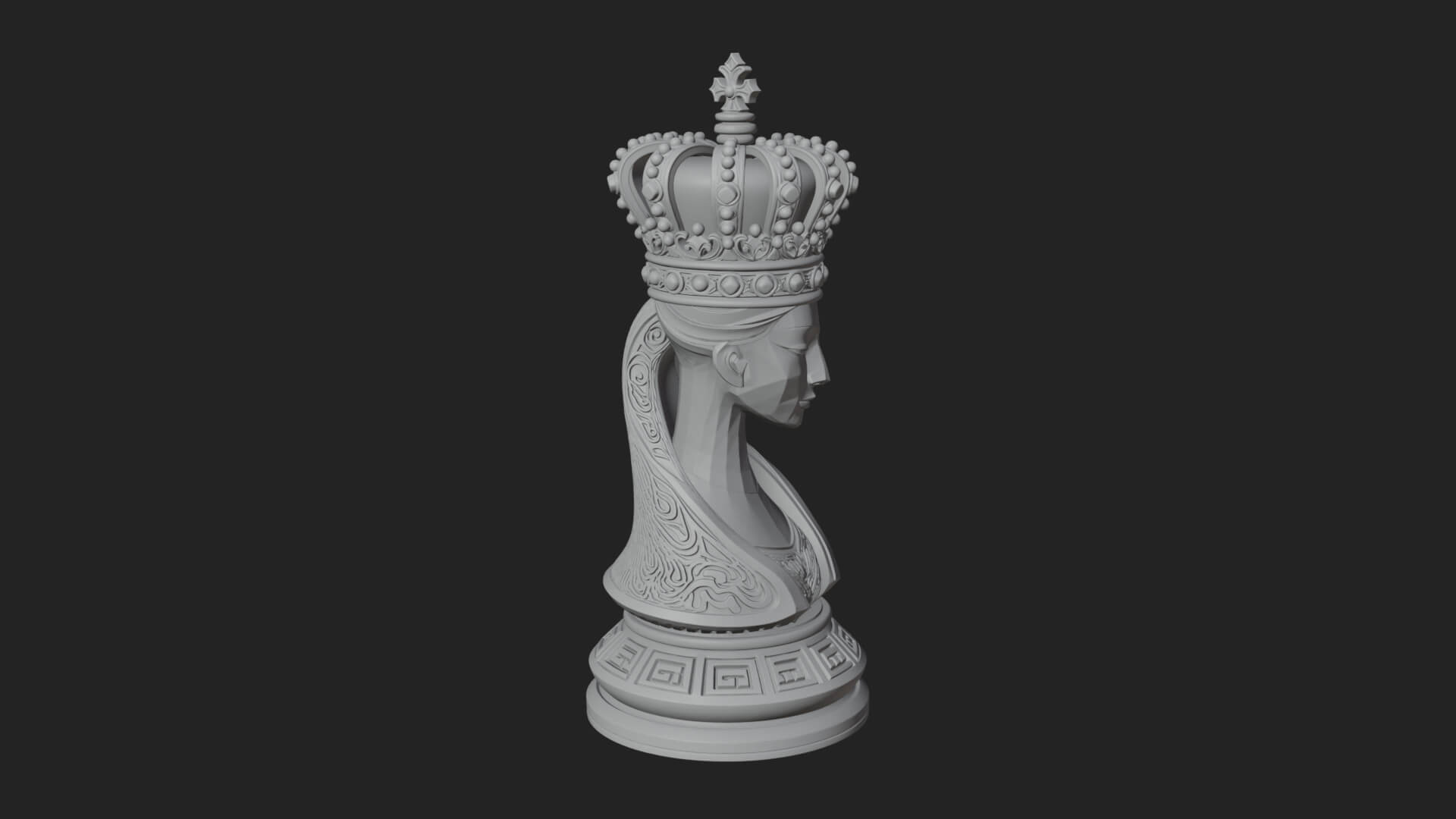 Ornate Chess Piece Statue Design 132 3D Print Model 3D Model