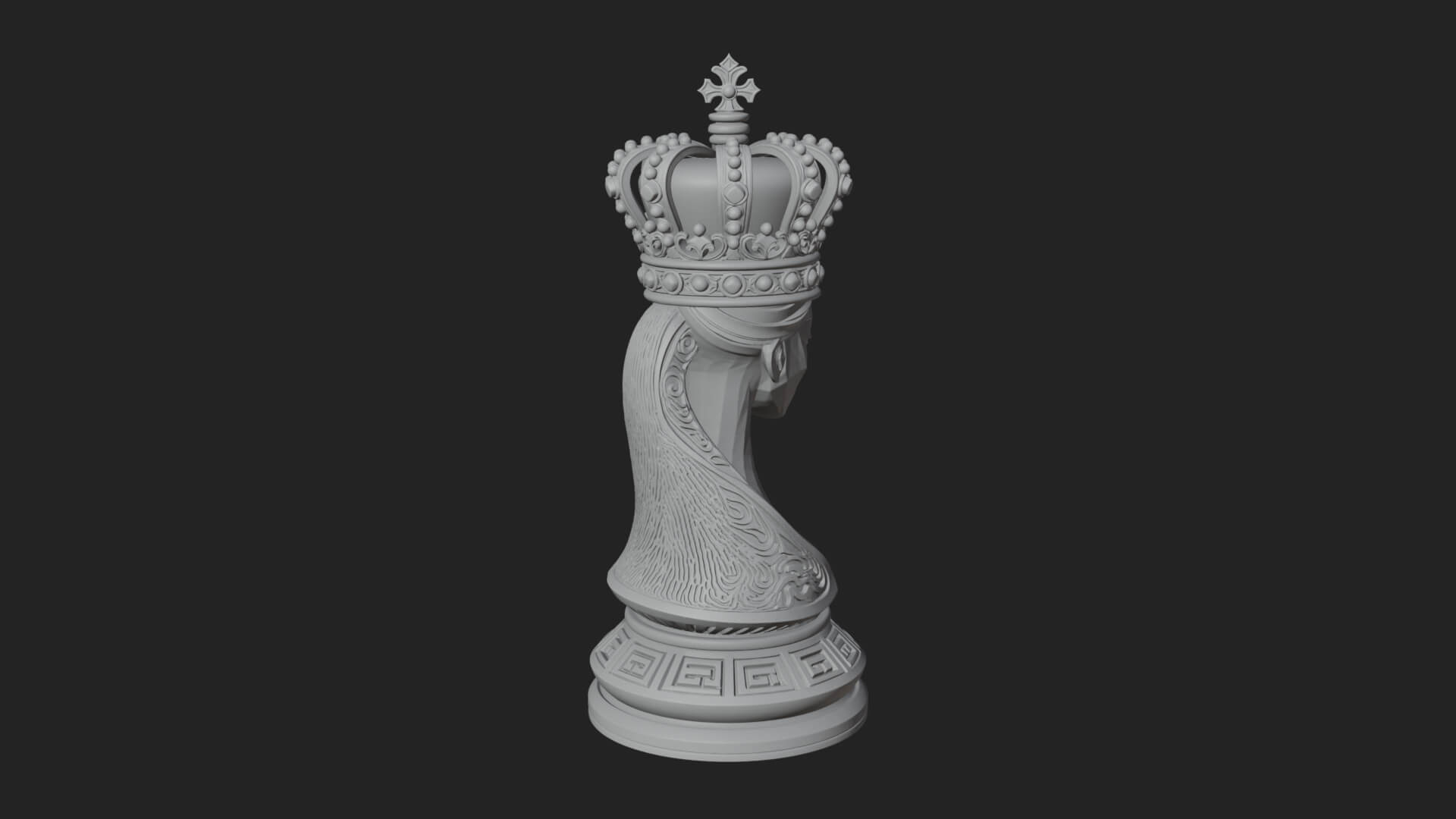 Ornate Chess Piece Statue Design 132 3D Print Model 3D Model