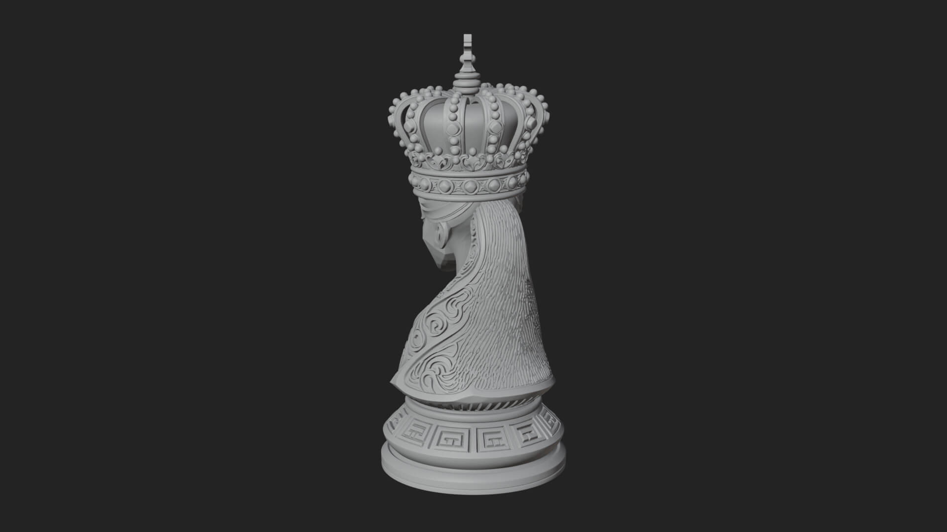 Ornate Chess Piece Statue Design 132 3D Print Model 3D Model