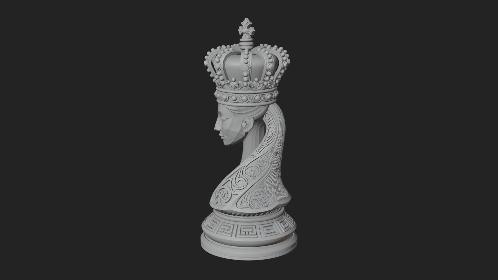 Ornate Chess Piece Statue Design 132 3D Print Model 3D Model