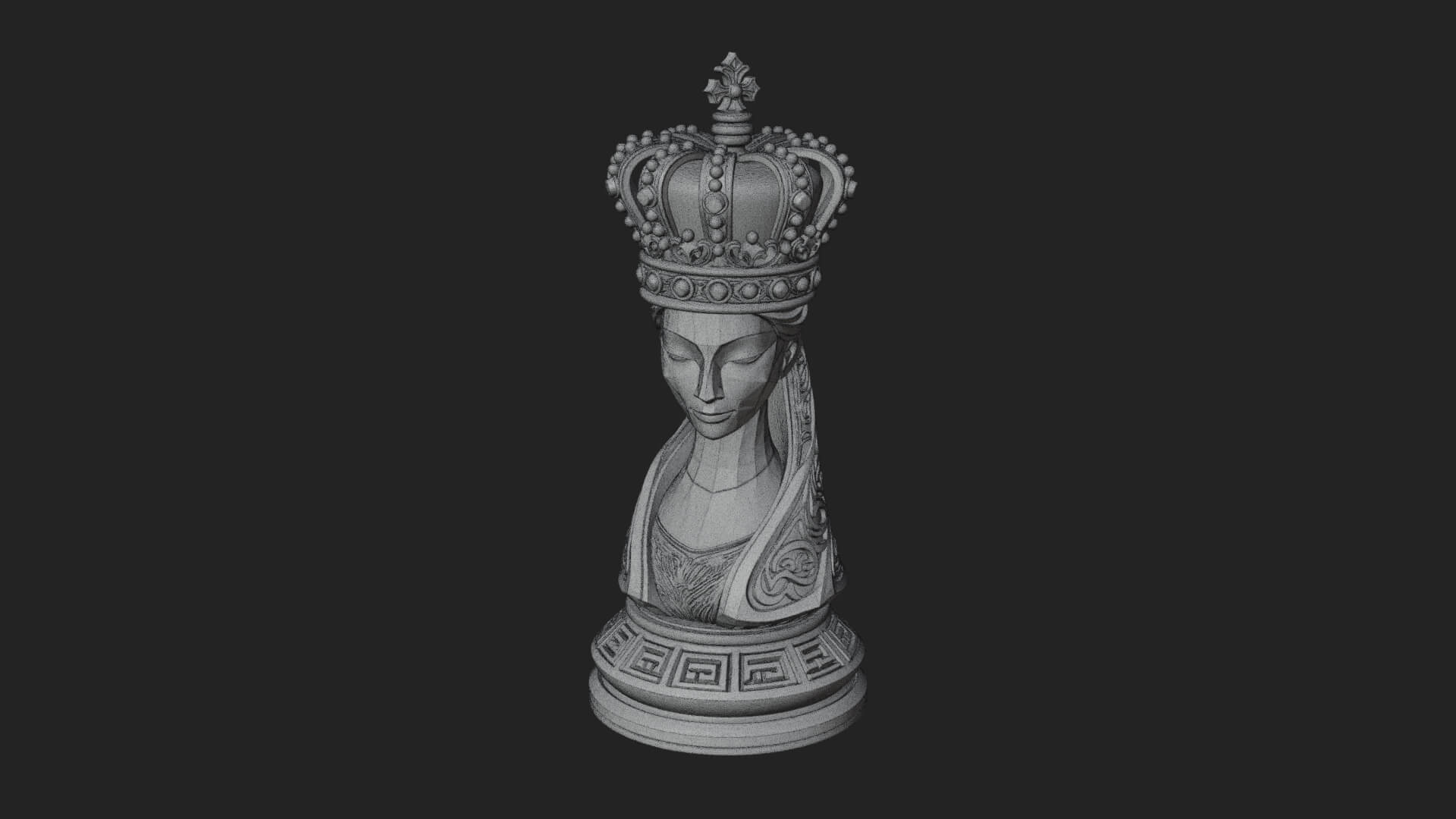 Ornate Chess Piece Statue Design 132 3D Print Model 3D Model