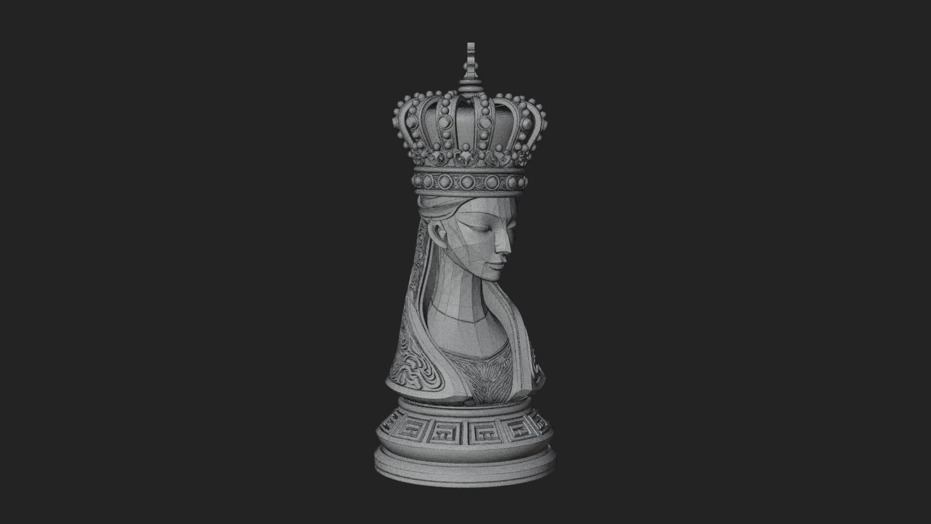 Ornate Chess Piece Statue Design 132 3D Print Model 3D Model