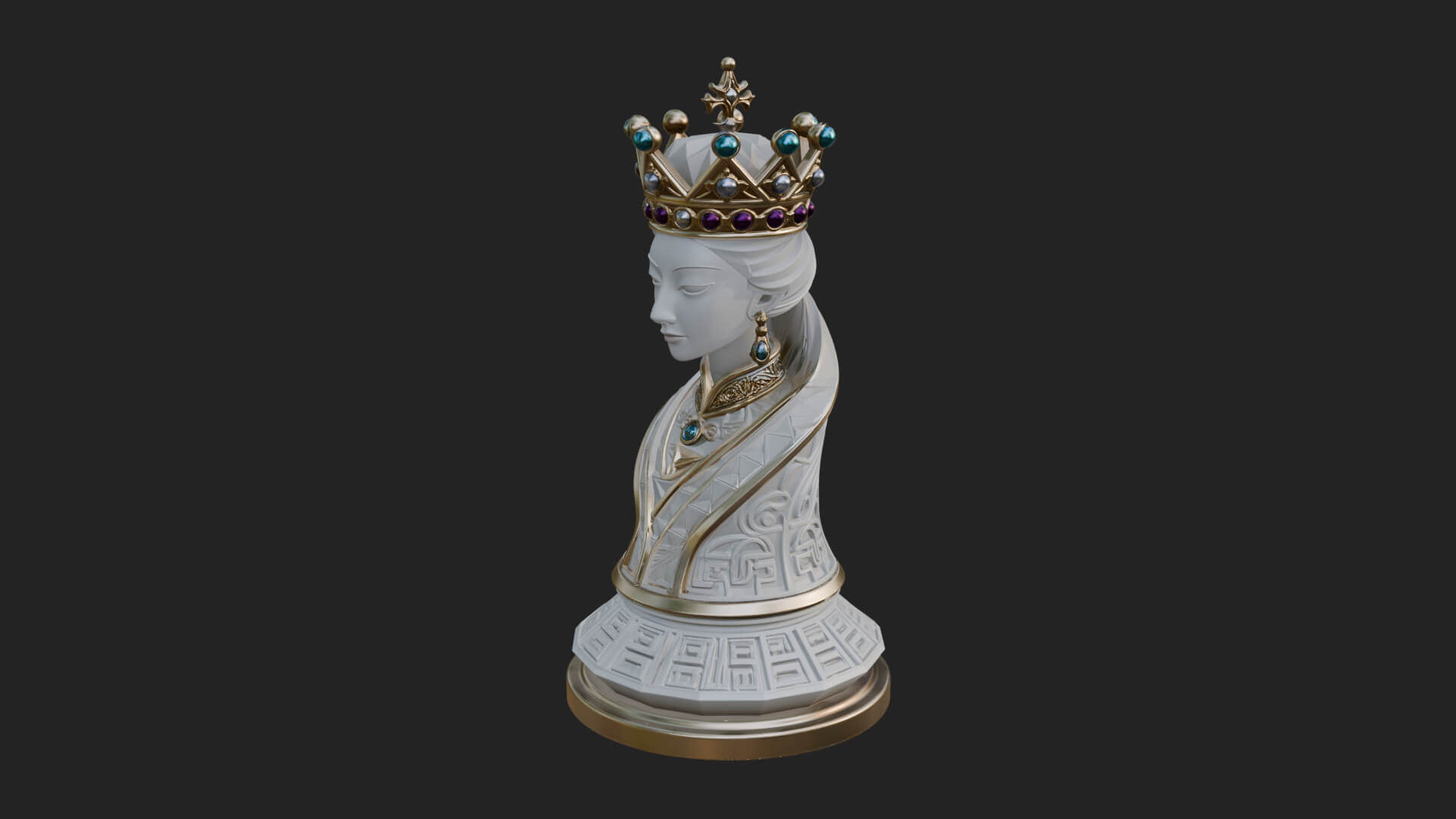 Ornate Chess Piece Statue Design 133 3D Print Model 3D Model