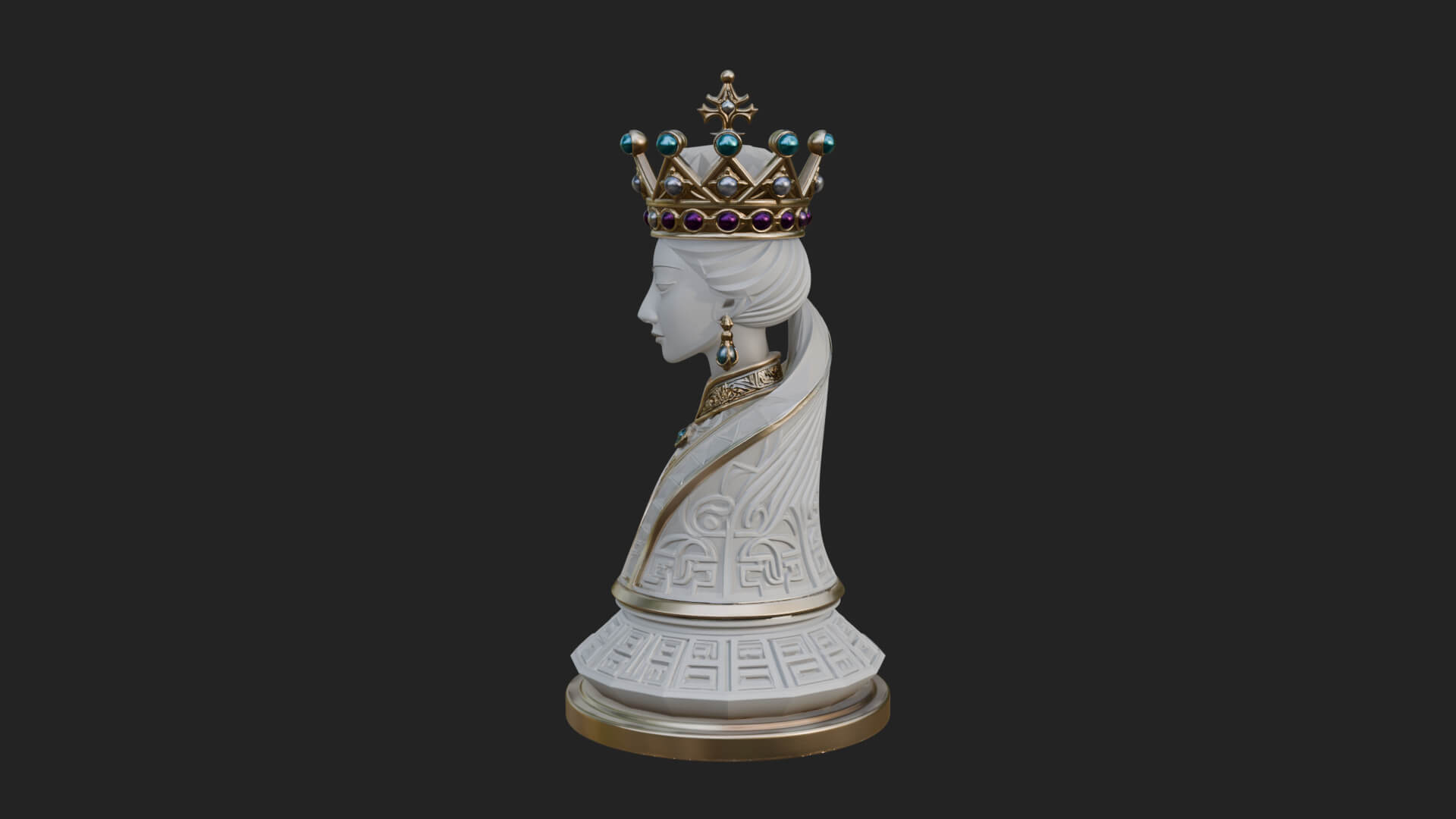 Ornate Chess Piece Statue Design 133 3D Print Model 3D Model