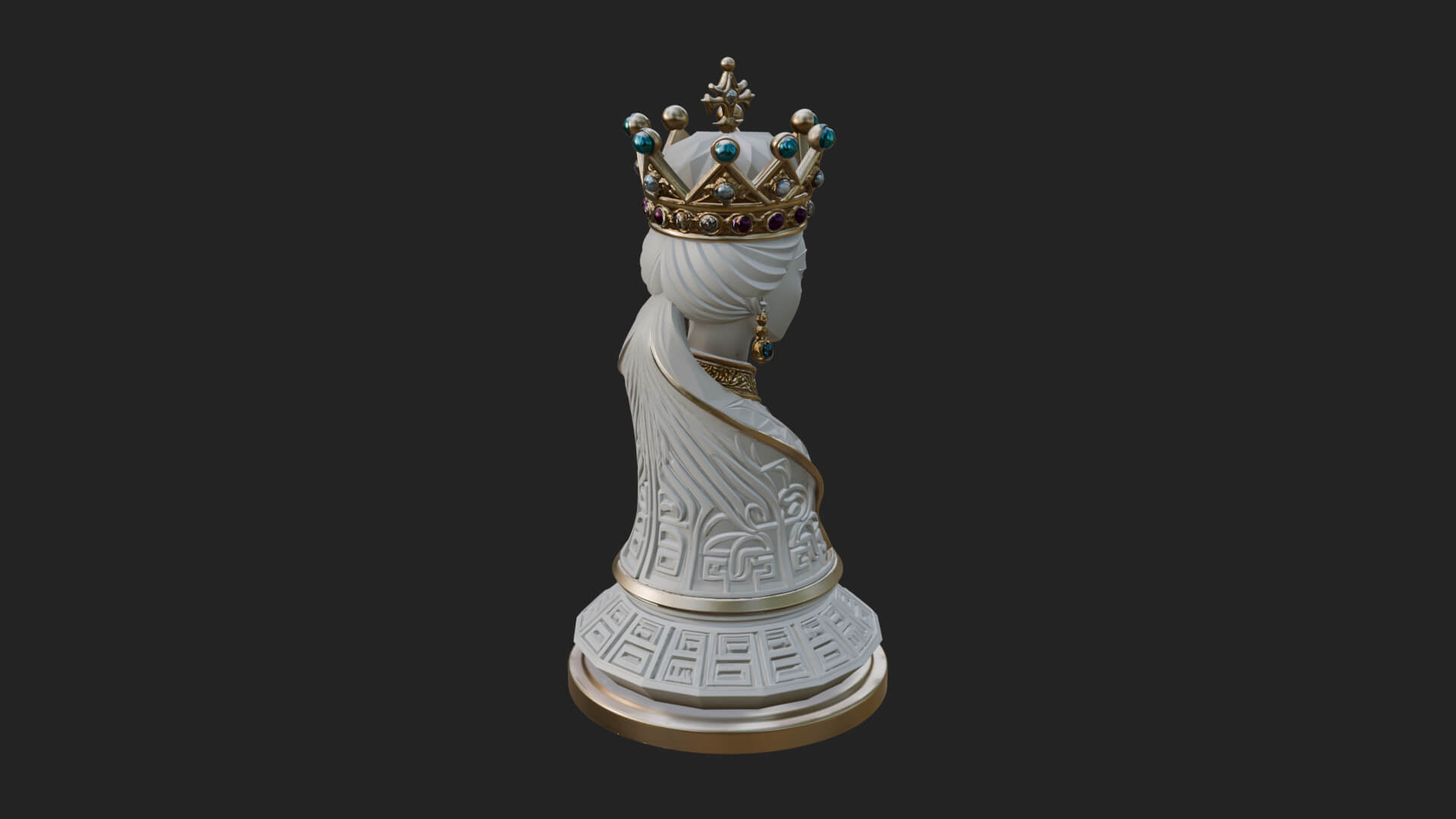 Ornate Chess Piece Statue Design 133 3D Print Model 3D Model