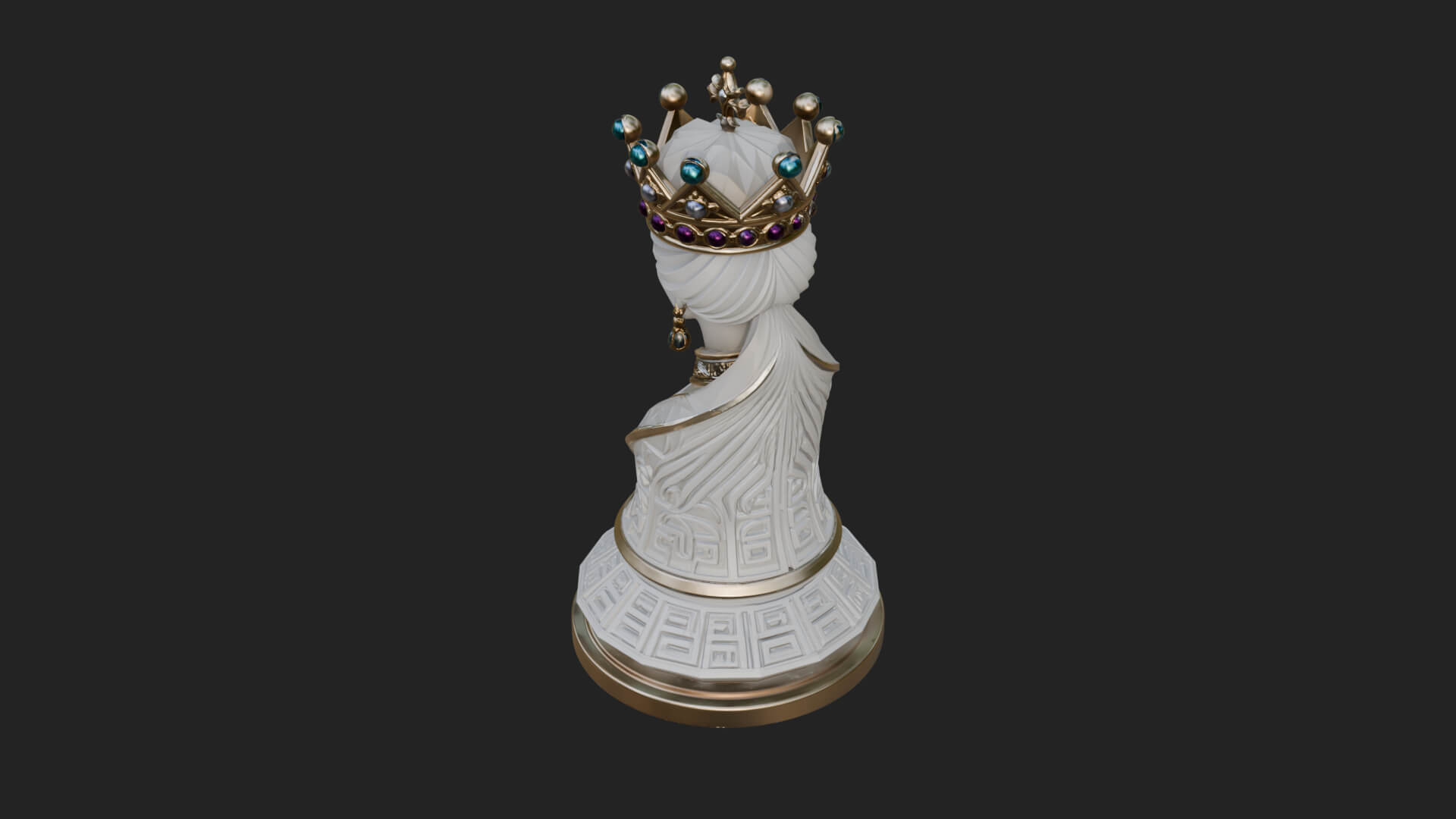 Ornate Chess Piece Statue Design 133 3D Print Model 3D Model