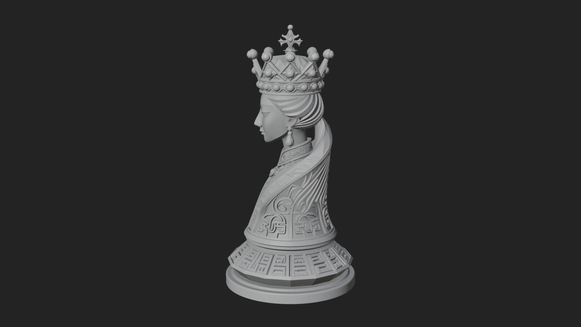Ornate Chess Piece Statue Design 133 3D Print Model 3D Model