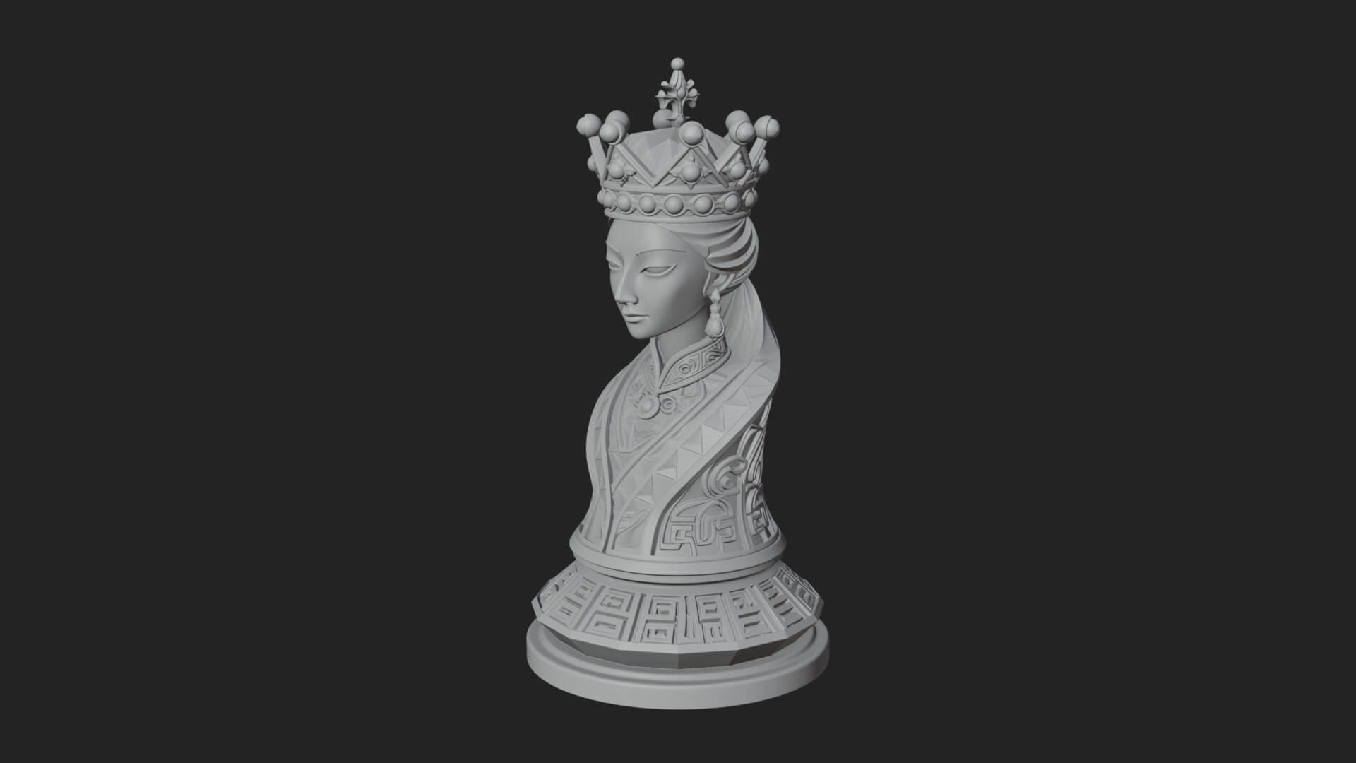 Ornate Chess Piece Statue Design 133 3D Print Model 3D Model
