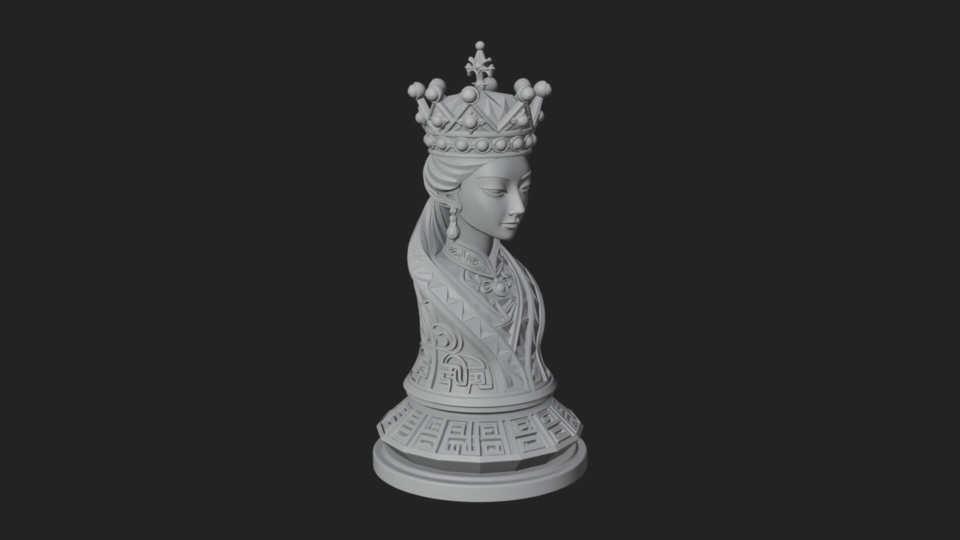 Ornate Chess Piece Statue Design 133 3D Print Model 3D Model