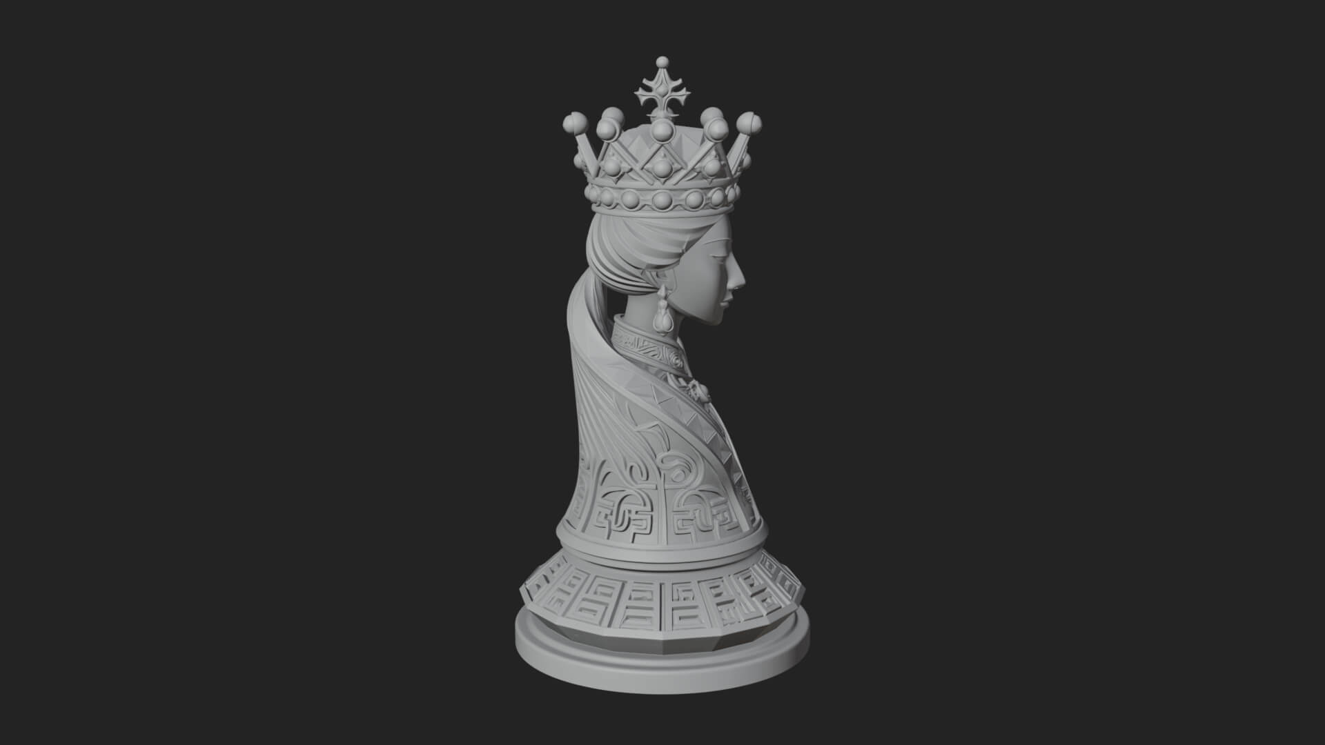 Ornate Chess Piece Statue Design 133 3D Print Model 3D Model
