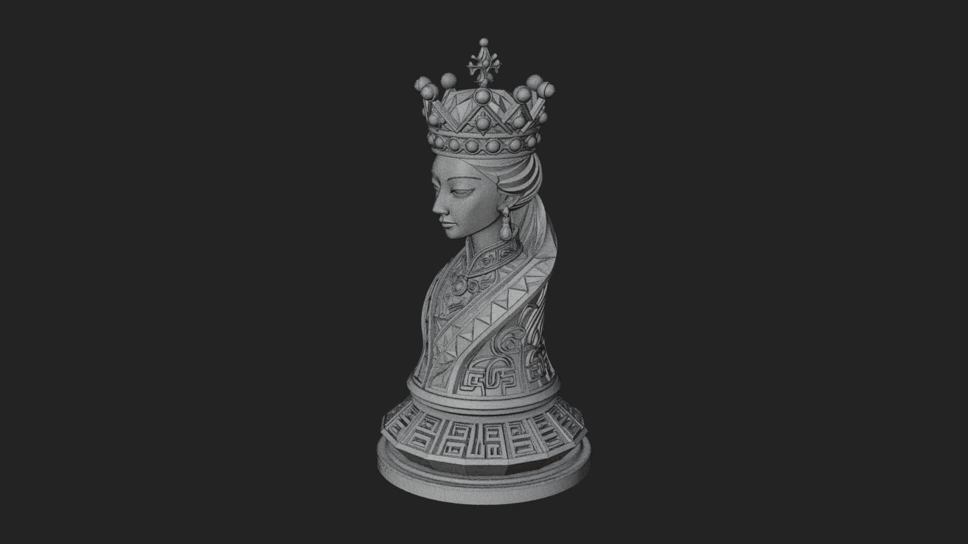 Ornate Chess Piece Statue Design 133 3D Print Model 3D Model