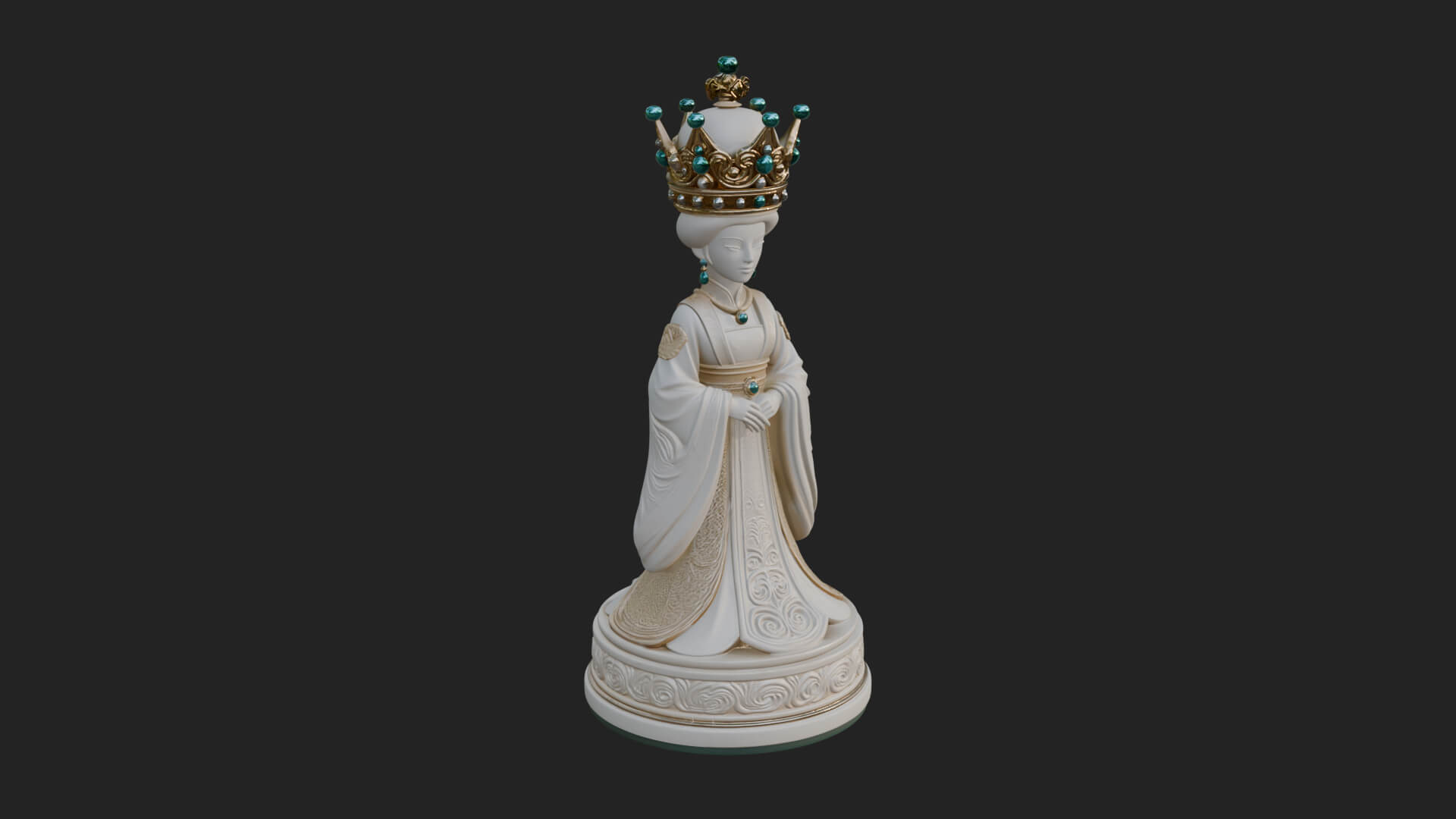 Ornate Chess Piece Statue Design 134 3D Print Model 3D Model