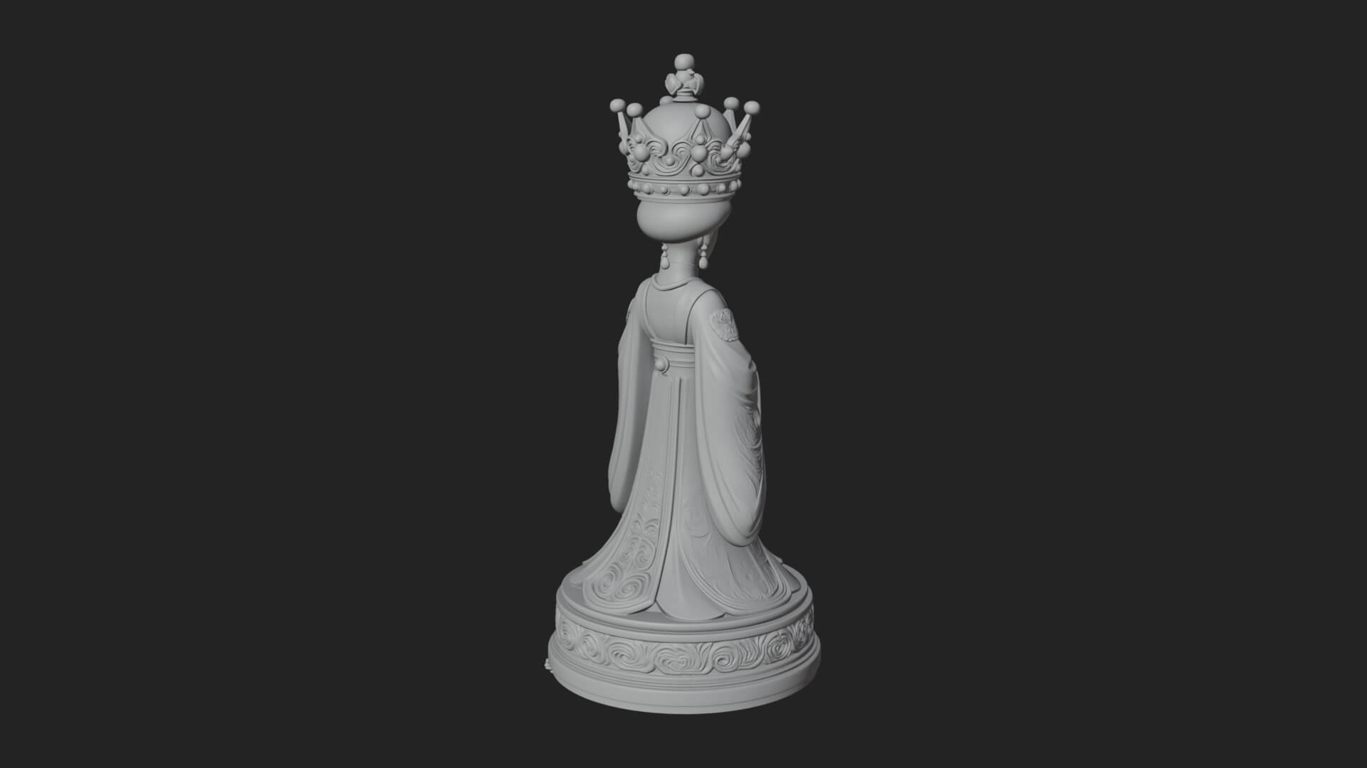 Ornate Chess Piece Statue Design 134 3D Print Model 3D Model