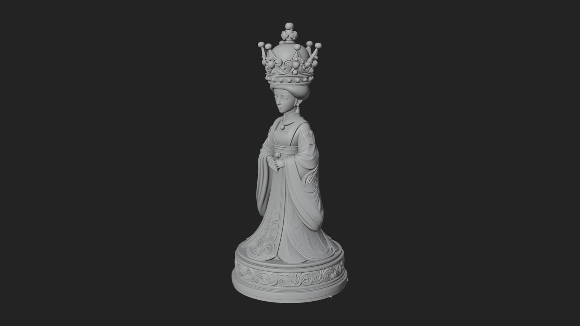 Ornate Chess Piece Statue Design 134 3D Print Model 3D Model
