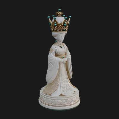 Ornate Chess Piece Statue Design 134 3D Print Model