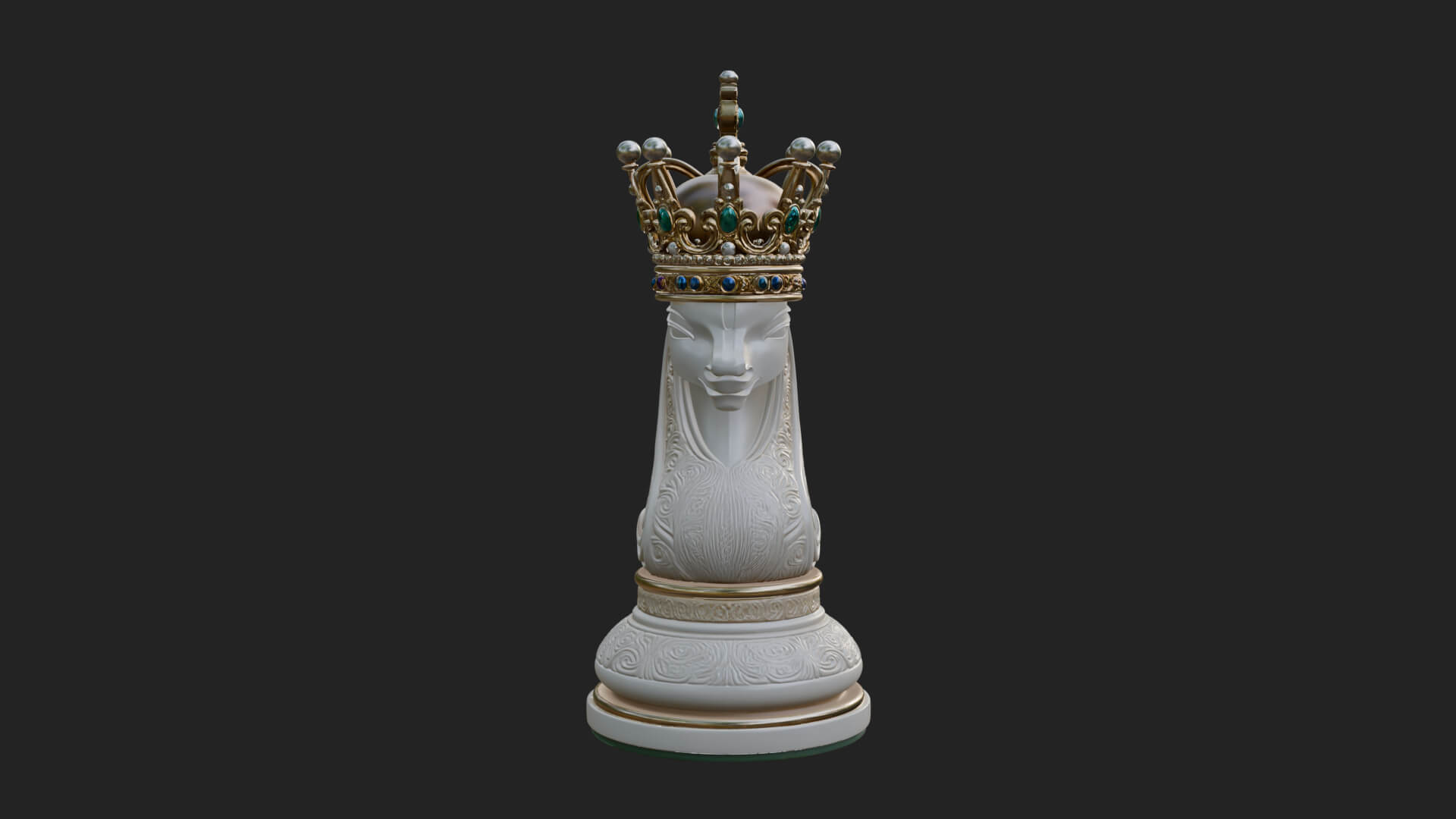 Ornate Chess Piece Statue Design 135 3D Print Model 3D Model