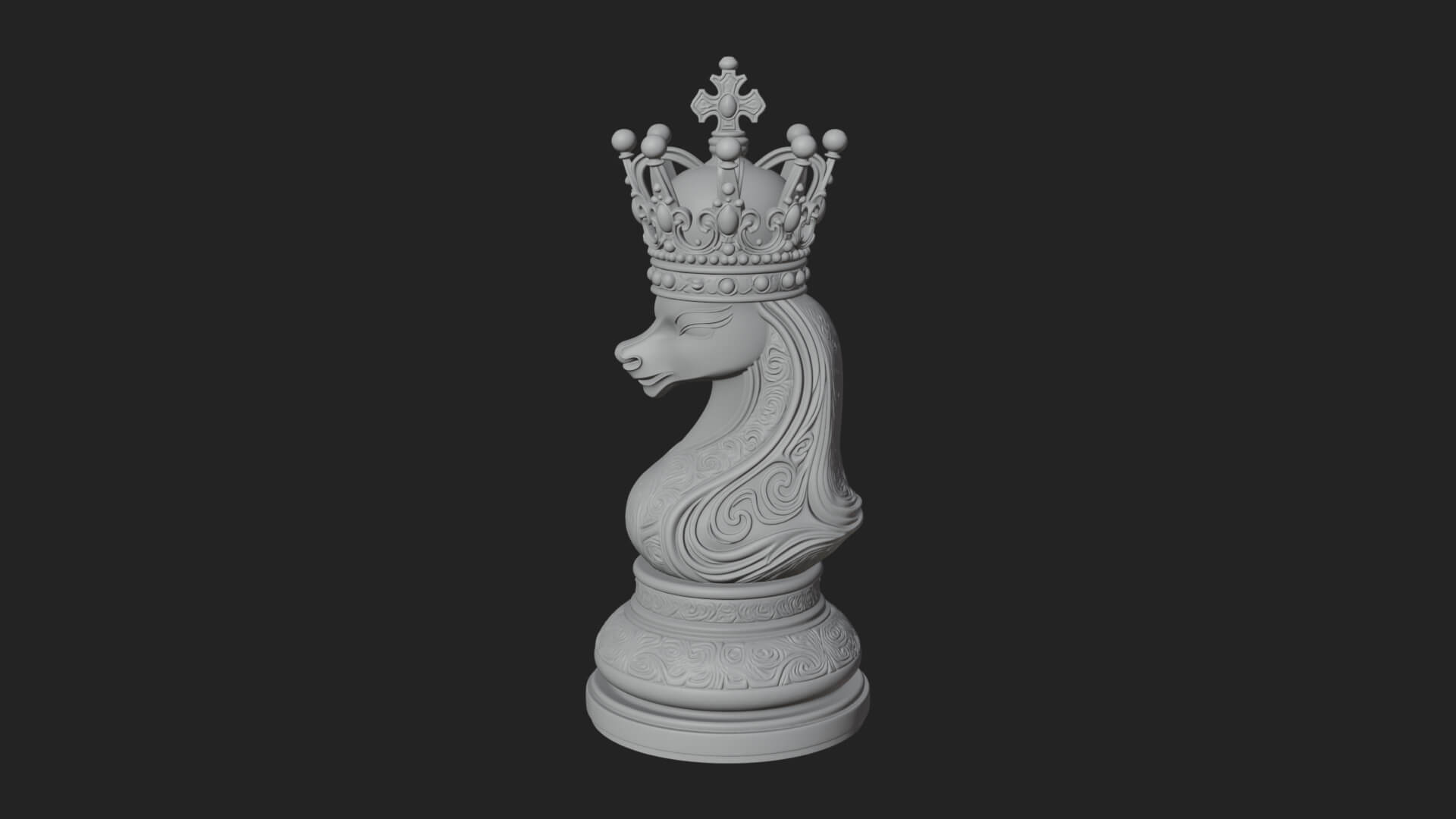 Ornate Chess Piece Statue Design 135 3D Print Model 3D Model